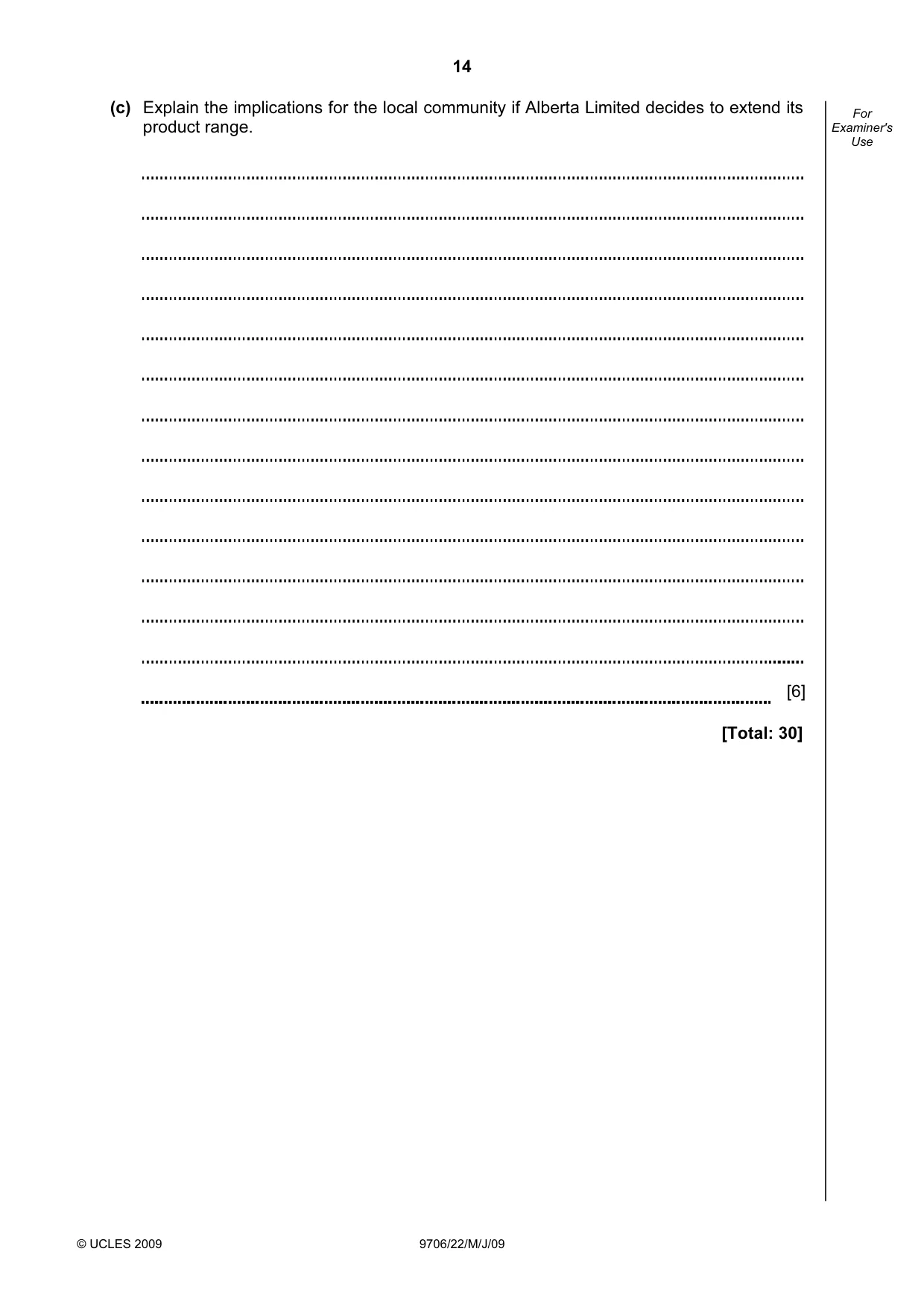 Cambridge A Level Accounting 9706 2009 May/June Paper 2 · Variant 1 question paper, page 31 of 33