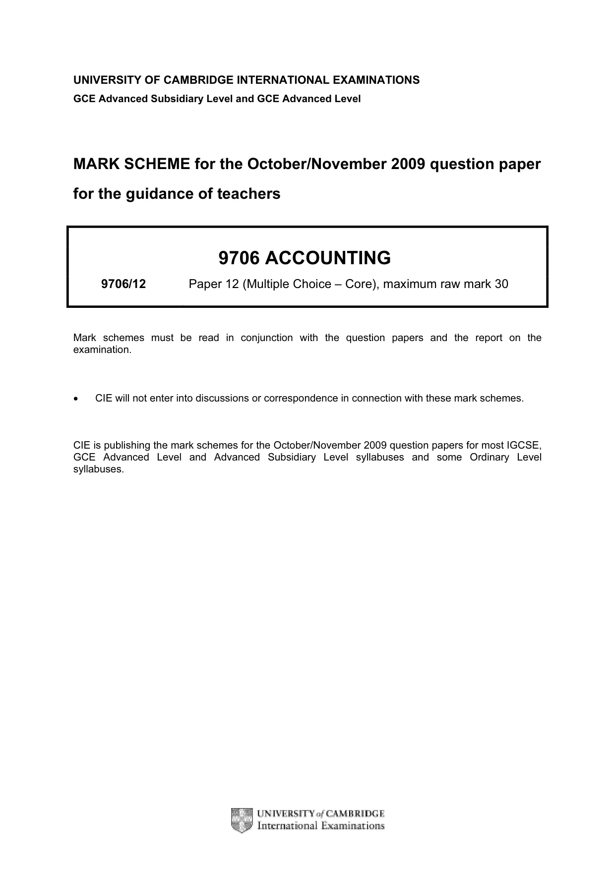 Mark scheme, page 1 of 2