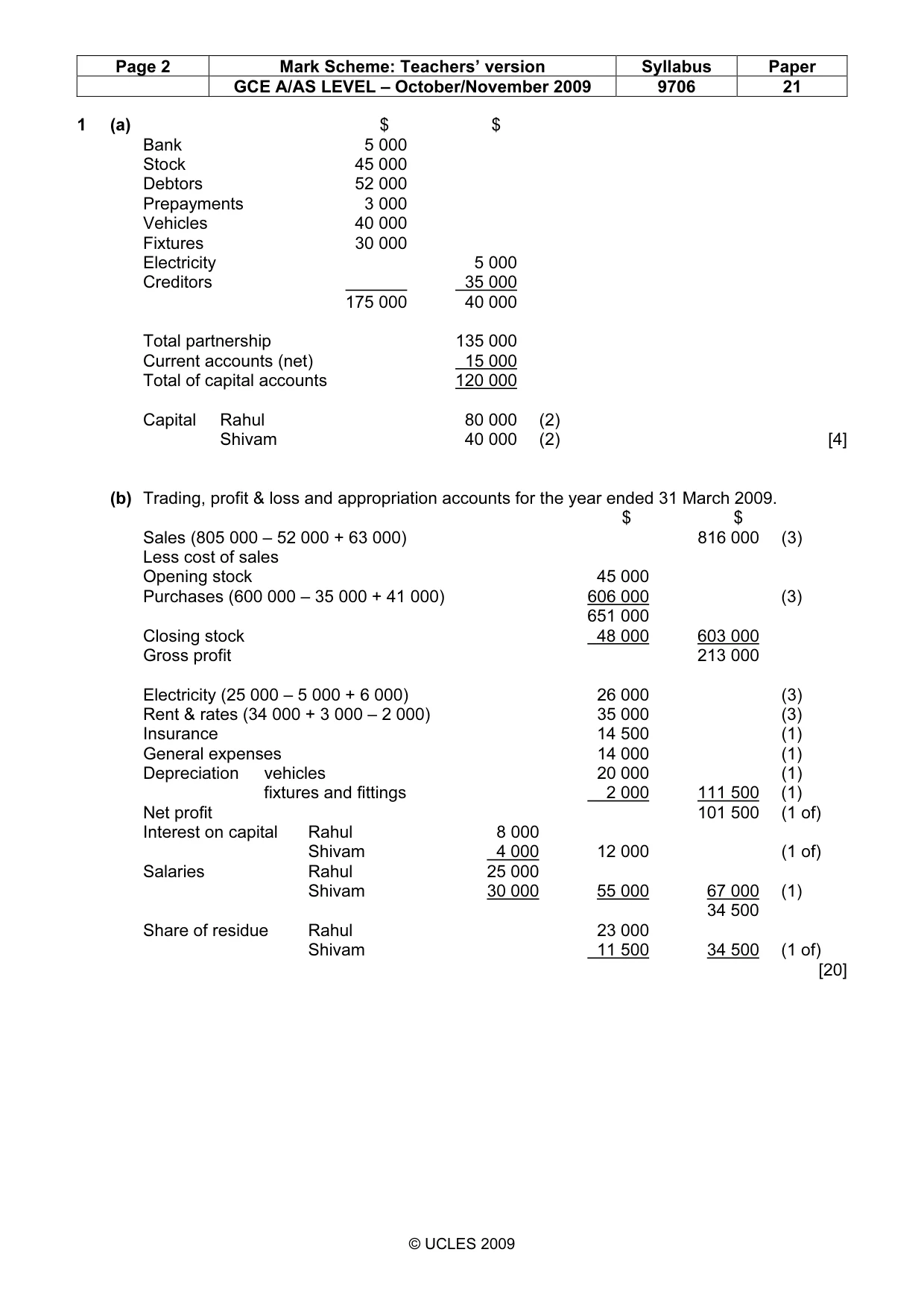 Mark scheme, page 2 of 6