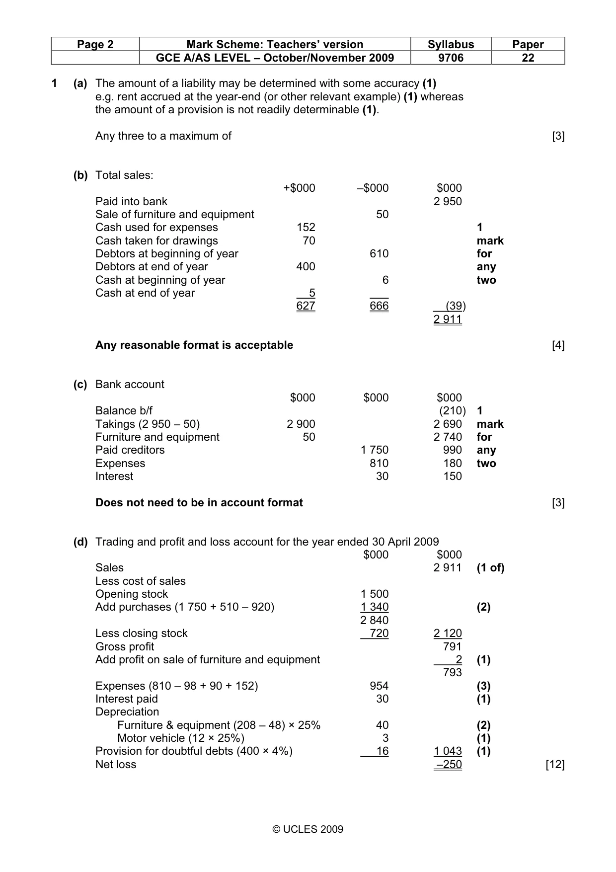 Mark scheme, page 2 of 5