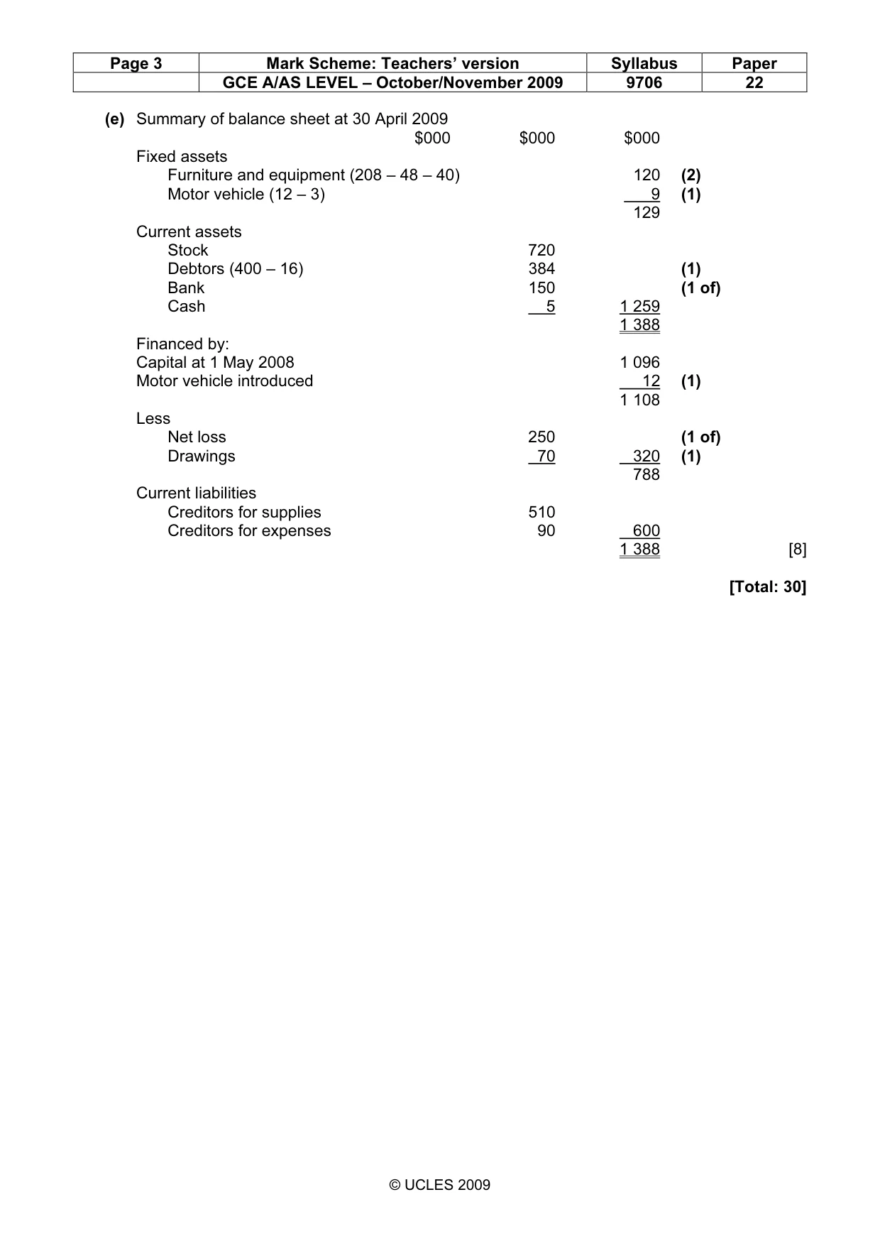 Mark scheme, page 3 of 5