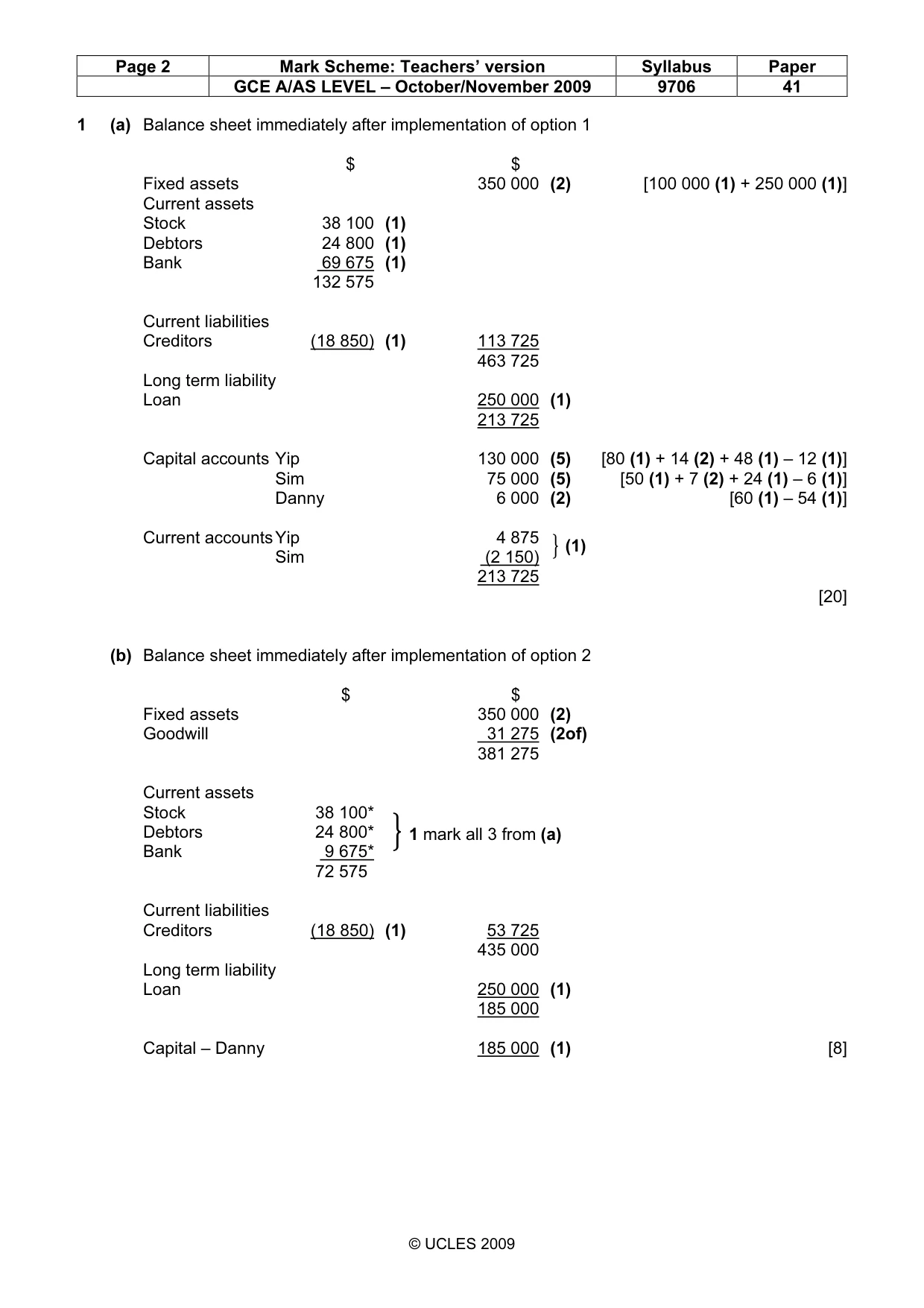 Mark scheme, page 2 of 5