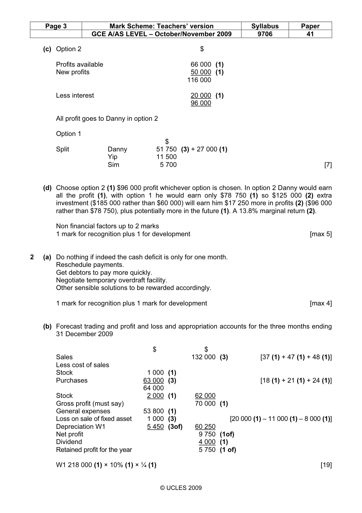 Mark scheme, page 3 of 5