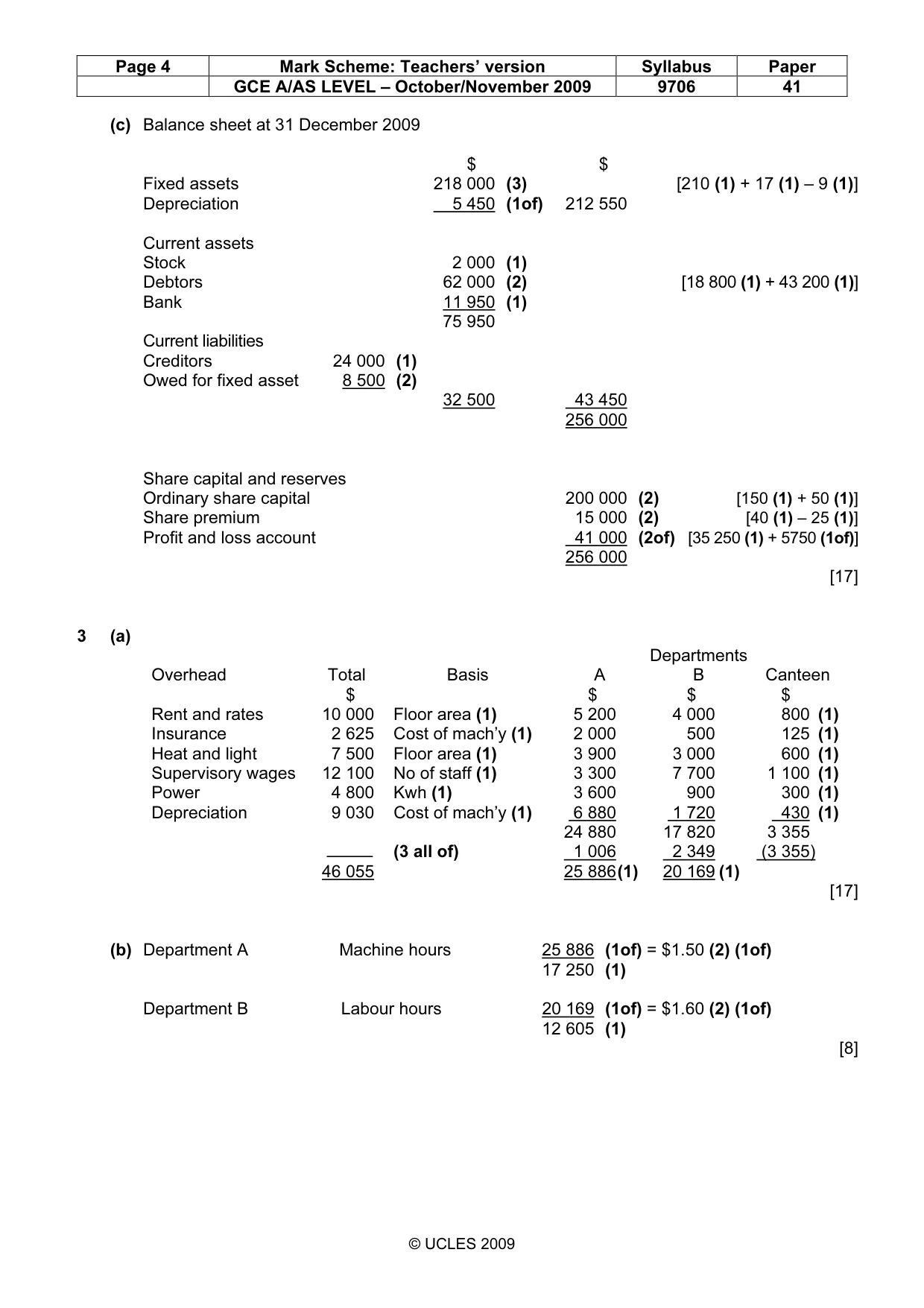 Mark scheme, page 4 of 5