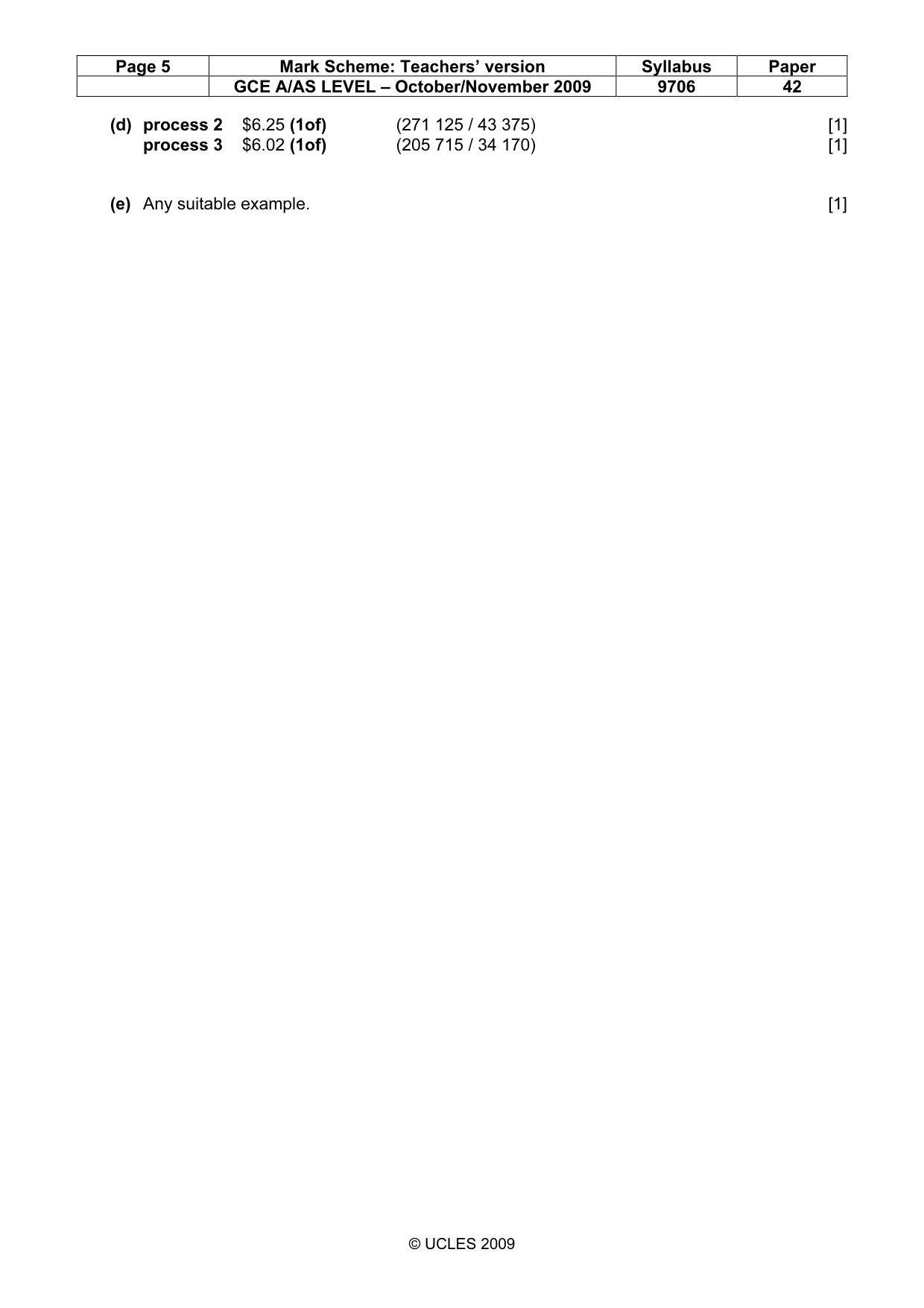 Mark scheme, page 5 of 5