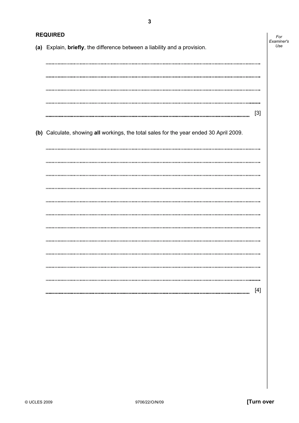 Cambridge A Level Accounting 9706 2009 Oct/Nov Paper 2 · Variant 2 question paper, page 3 of 16