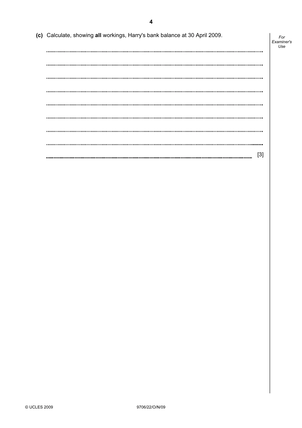 Cambridge A Level Accounting 9706 2009 Oct/Nov Paper 2 · Variant 2 question paper, page 4 of 16