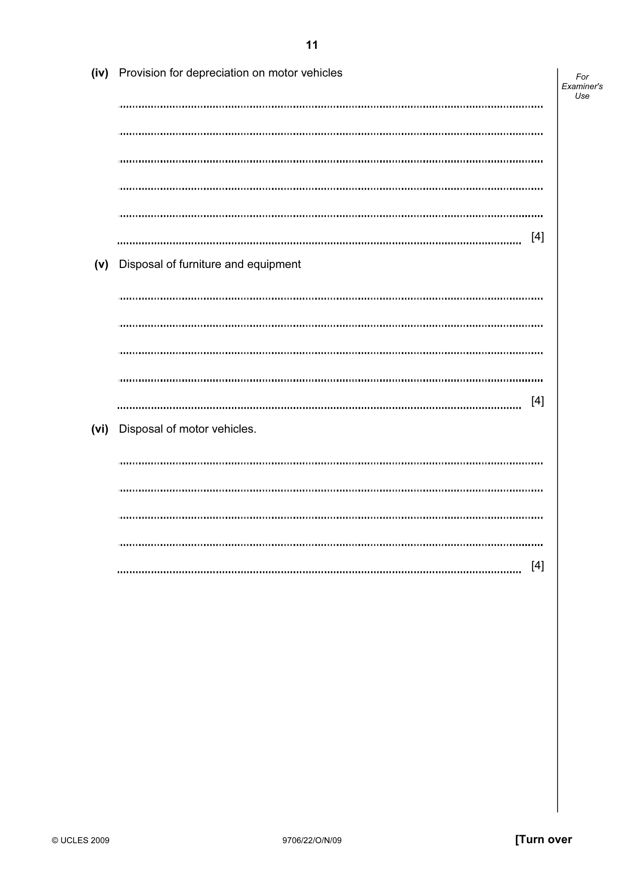 Cambridge A Level Accounting 9706 2009 Oct/Nov Paper 2 · Variant 2 question paper, page 11 of 16