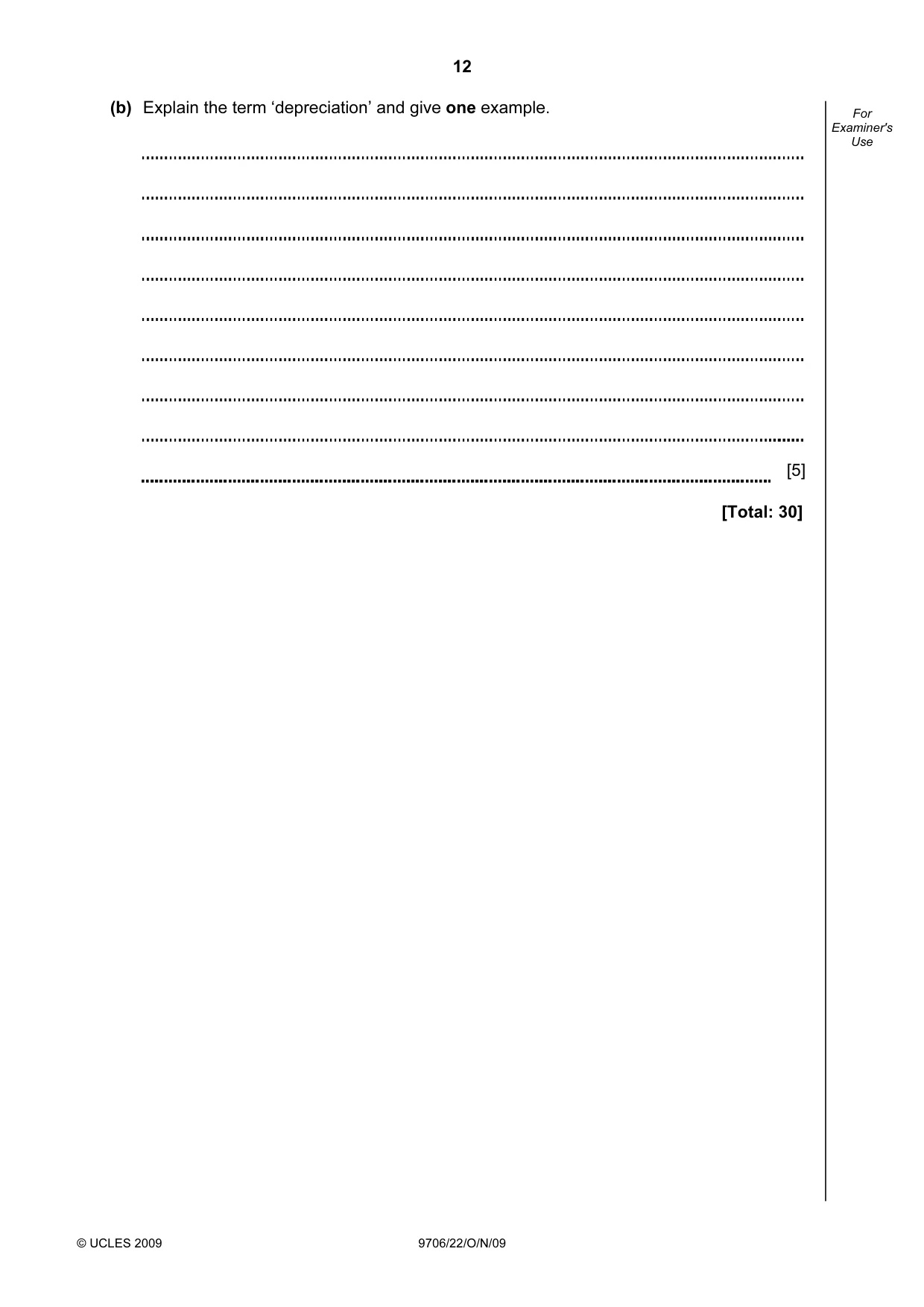 Cambridge A Level Accounting 9706 2009 Oct/Nov Paper 2 · Variant 2 question paper, page 12 of 16
