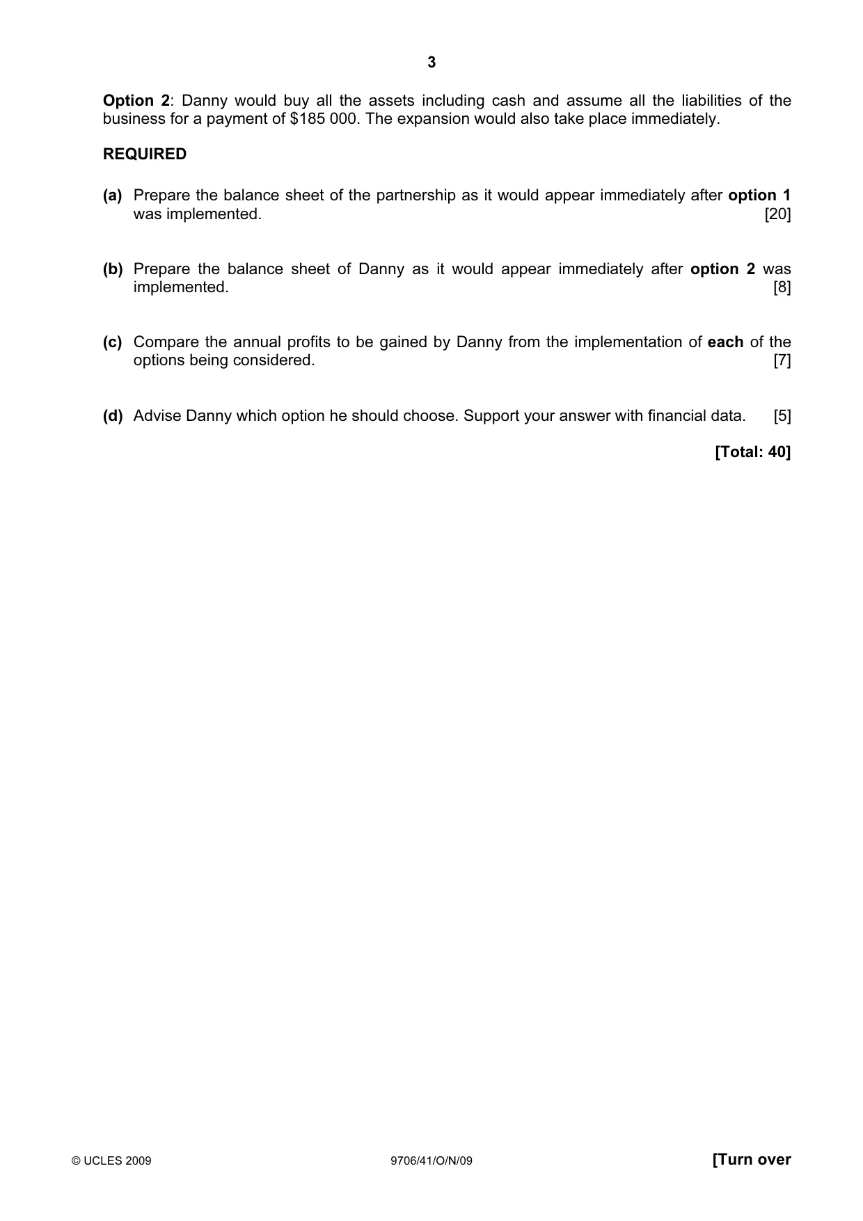 Cambridge A Level Accounting 9706 2009 Oct/Nov Paper 4 · Variant 1 question paper, page 3 of 8