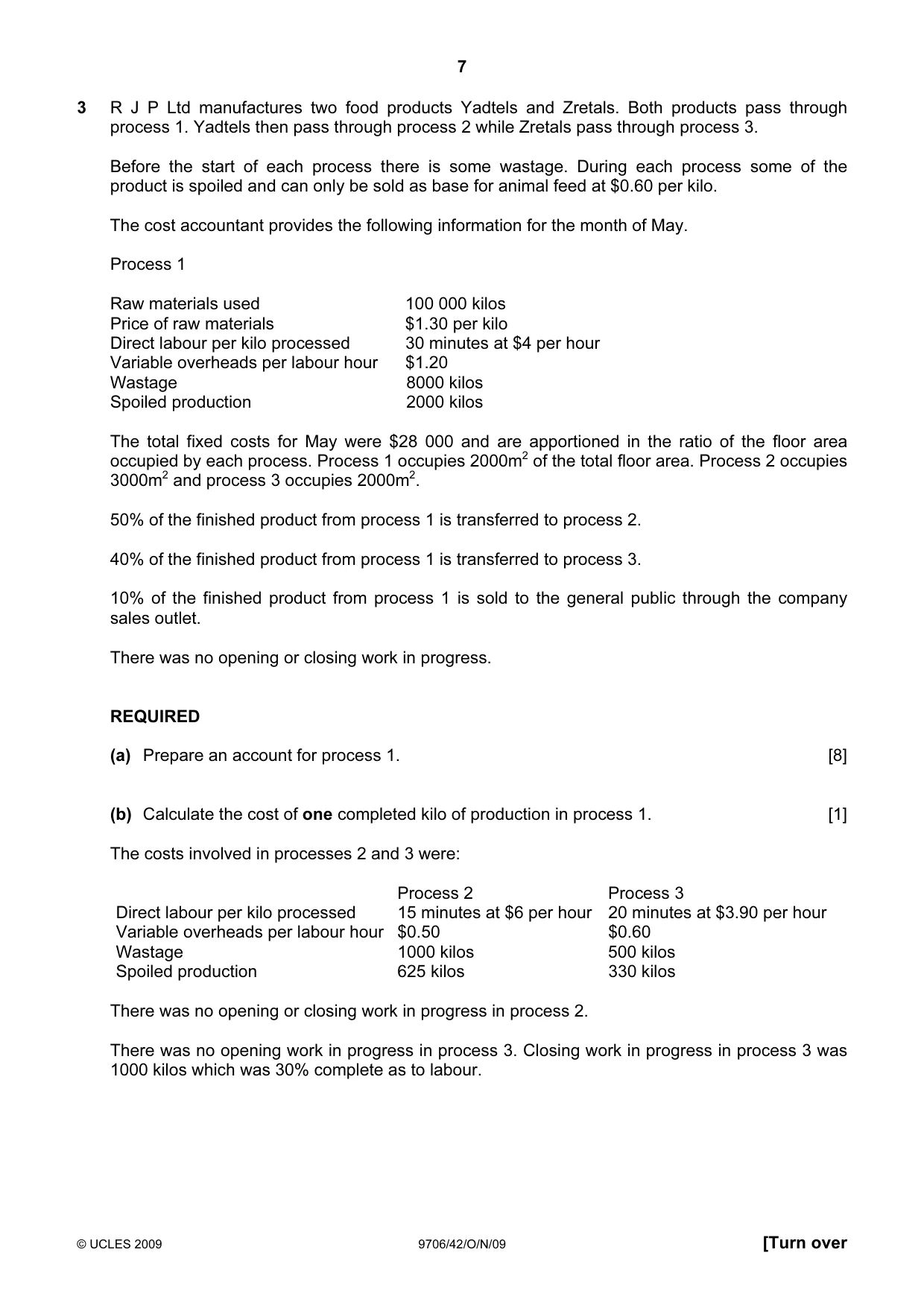 Cambridge A Level Accounting 9706 2009 Oct/Nov Paper 4 · Variant 2 question paper, page 7 of 8