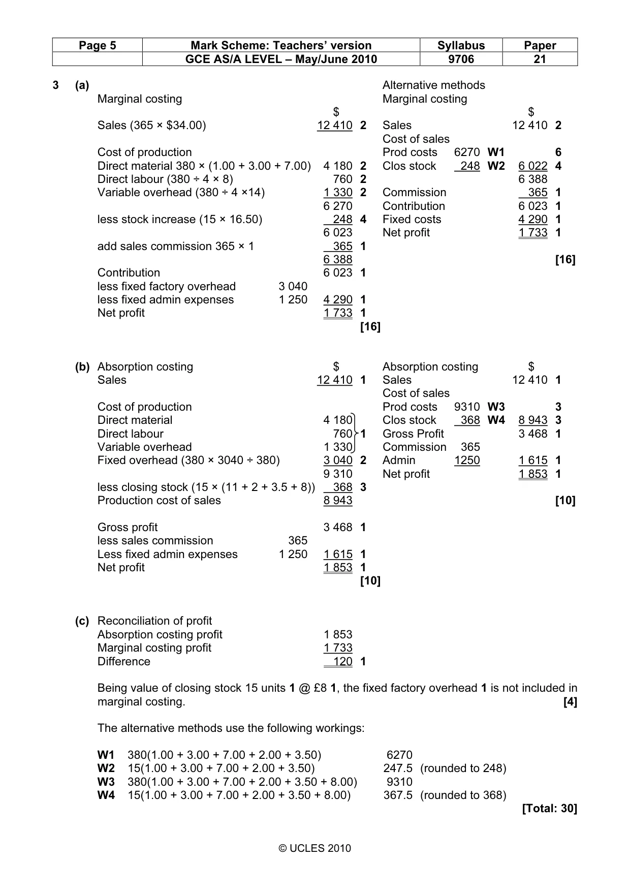 Mark scheme, page 5 of 5