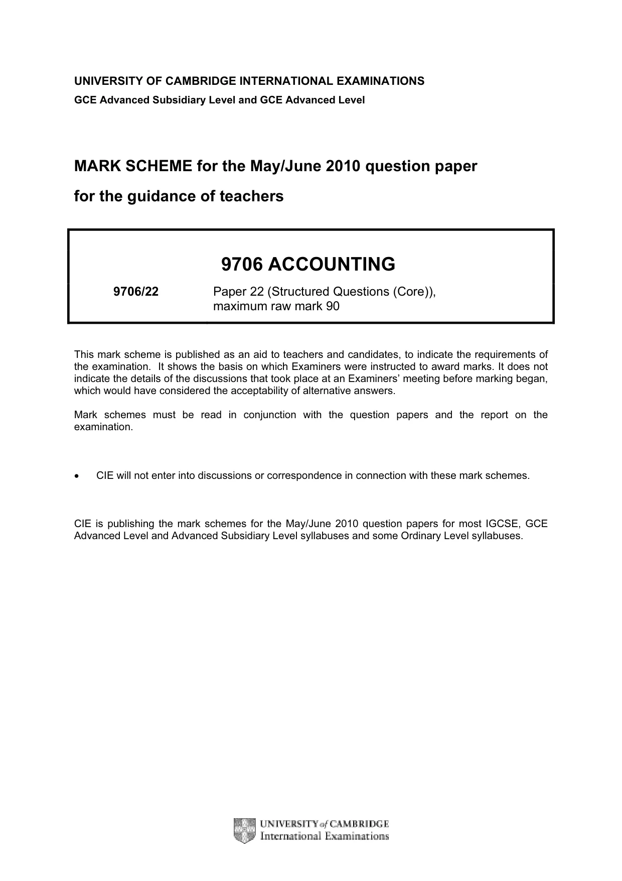 Mark scheme, page 1 of 7