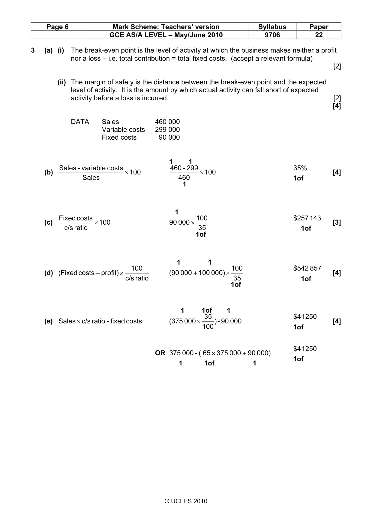 Mark scheme, page 6 of 7