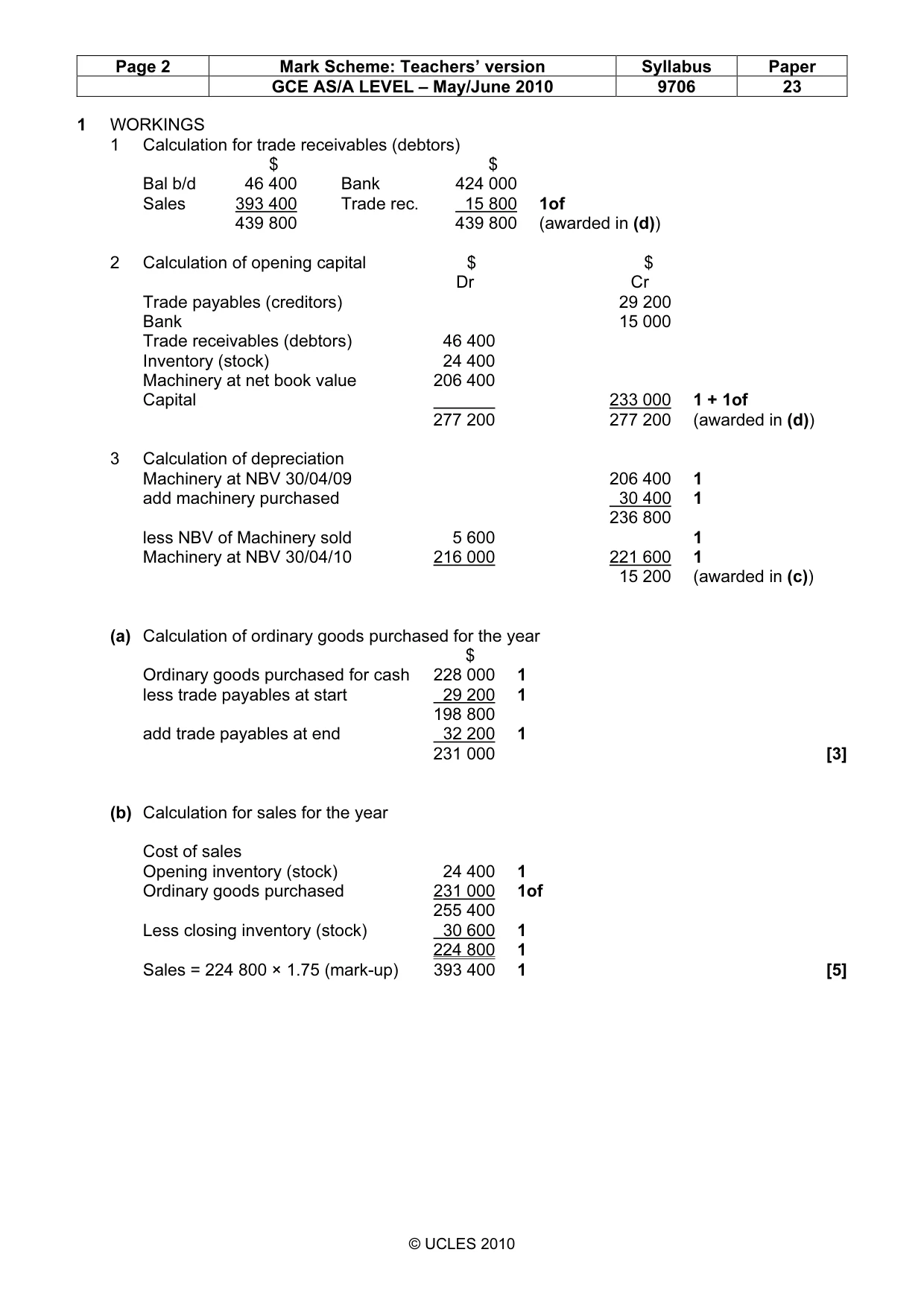 Mark scheme, page 2 of 6