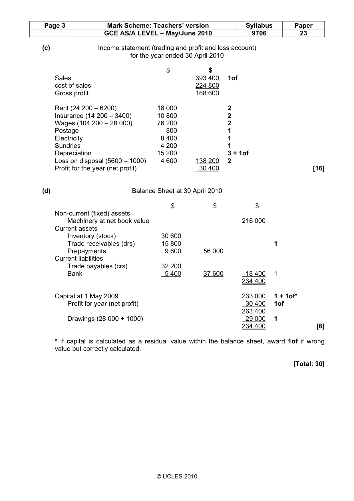 Mark scheme, page 3 of 6
