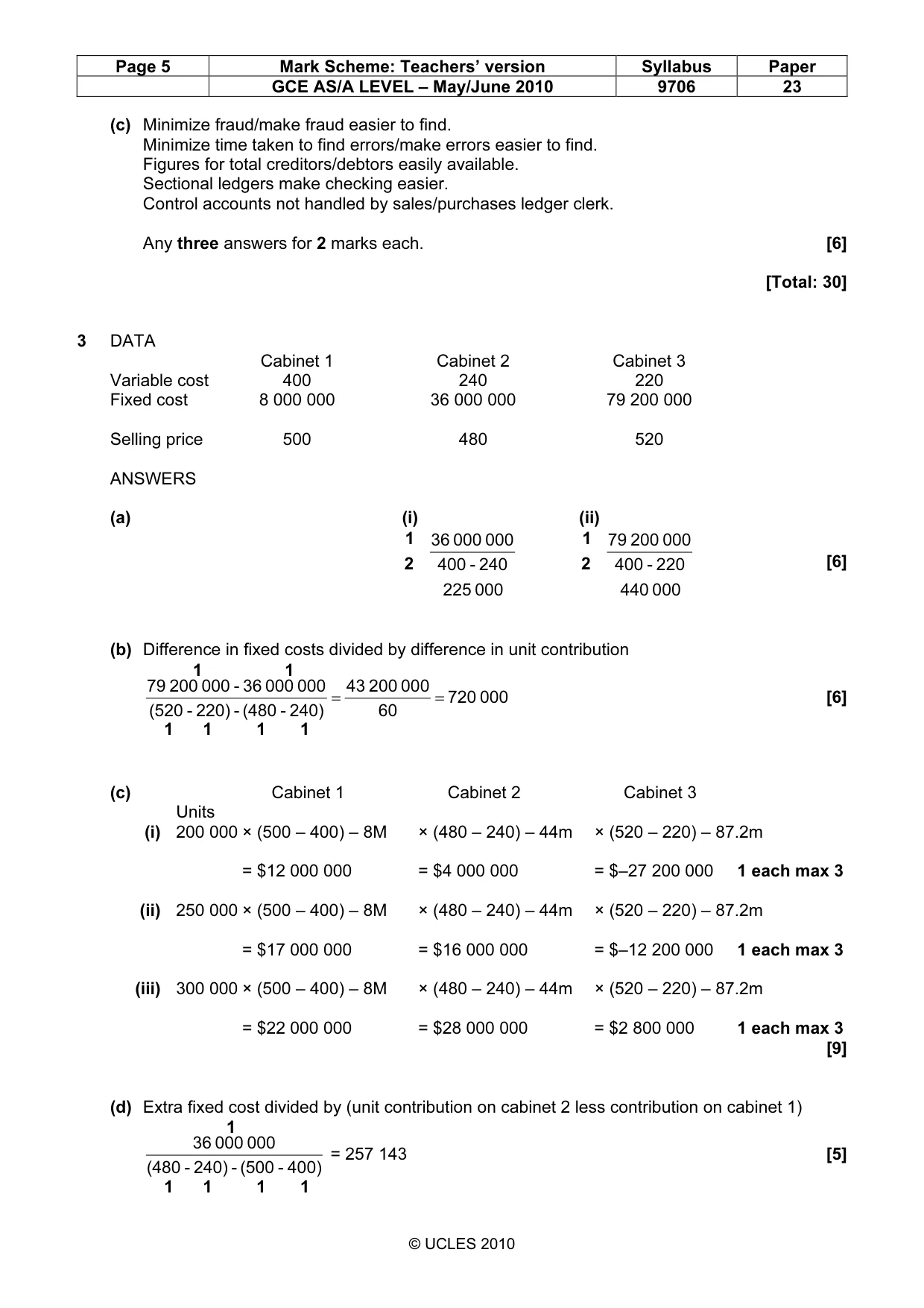 Mark scheme, page 5 of 6
