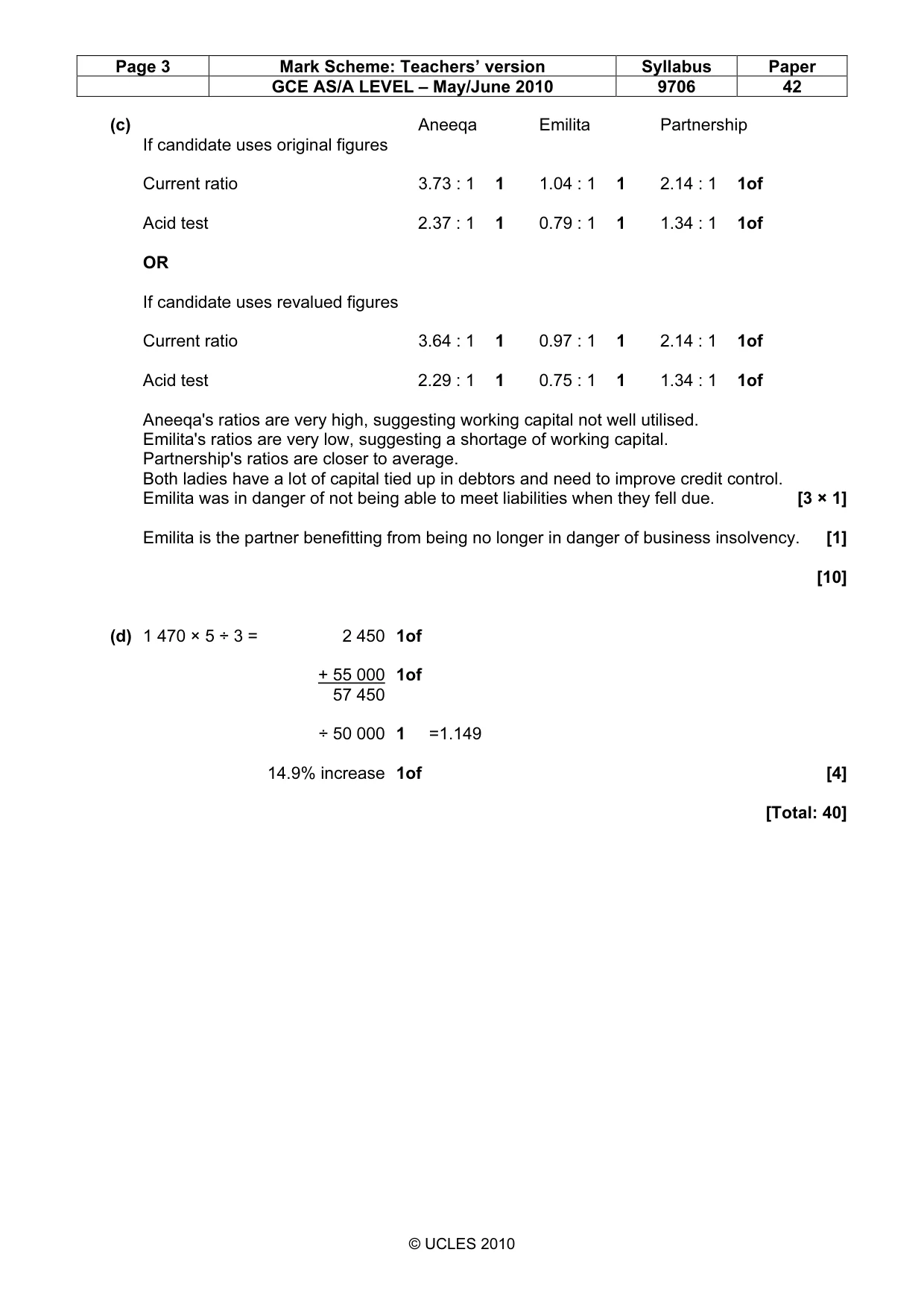 Mark scheme, page 3 of 5