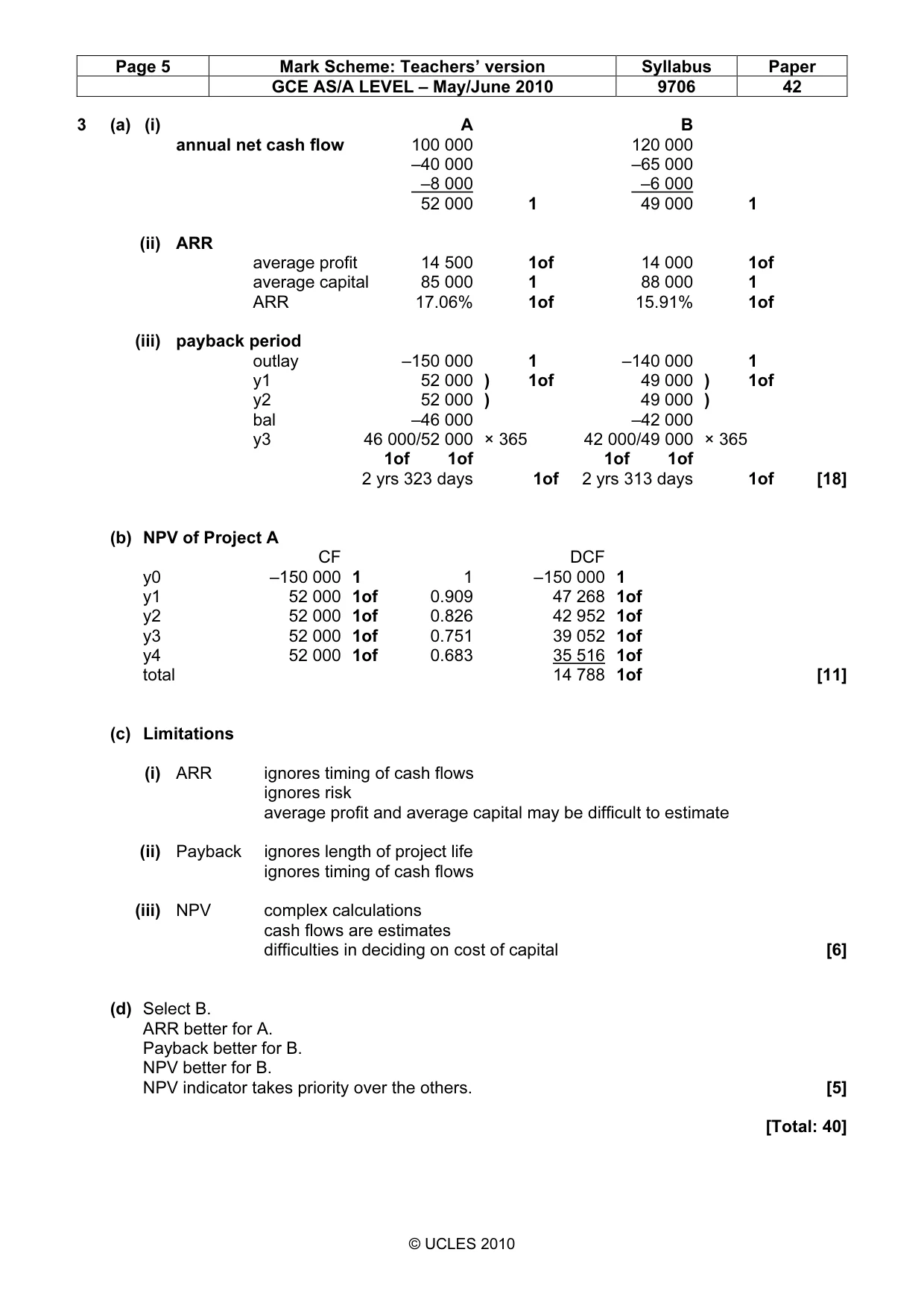 Mark scheme, page 5 of 5