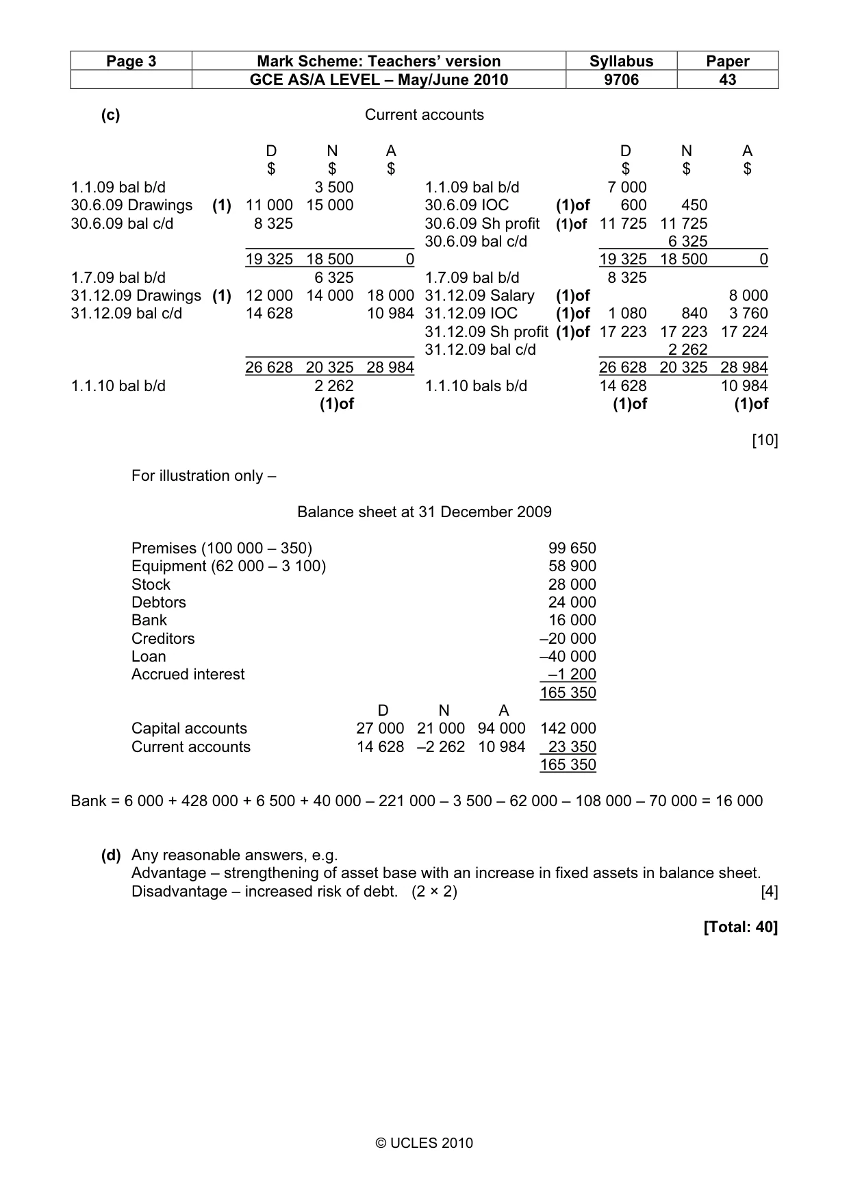 Mark scheme, page 3 of 6