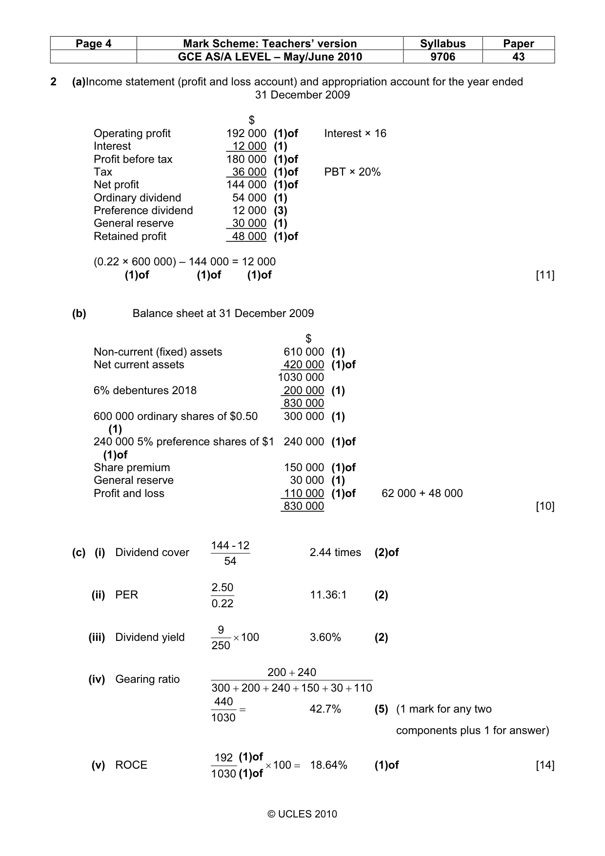 Mark scheme, page 4 of 6