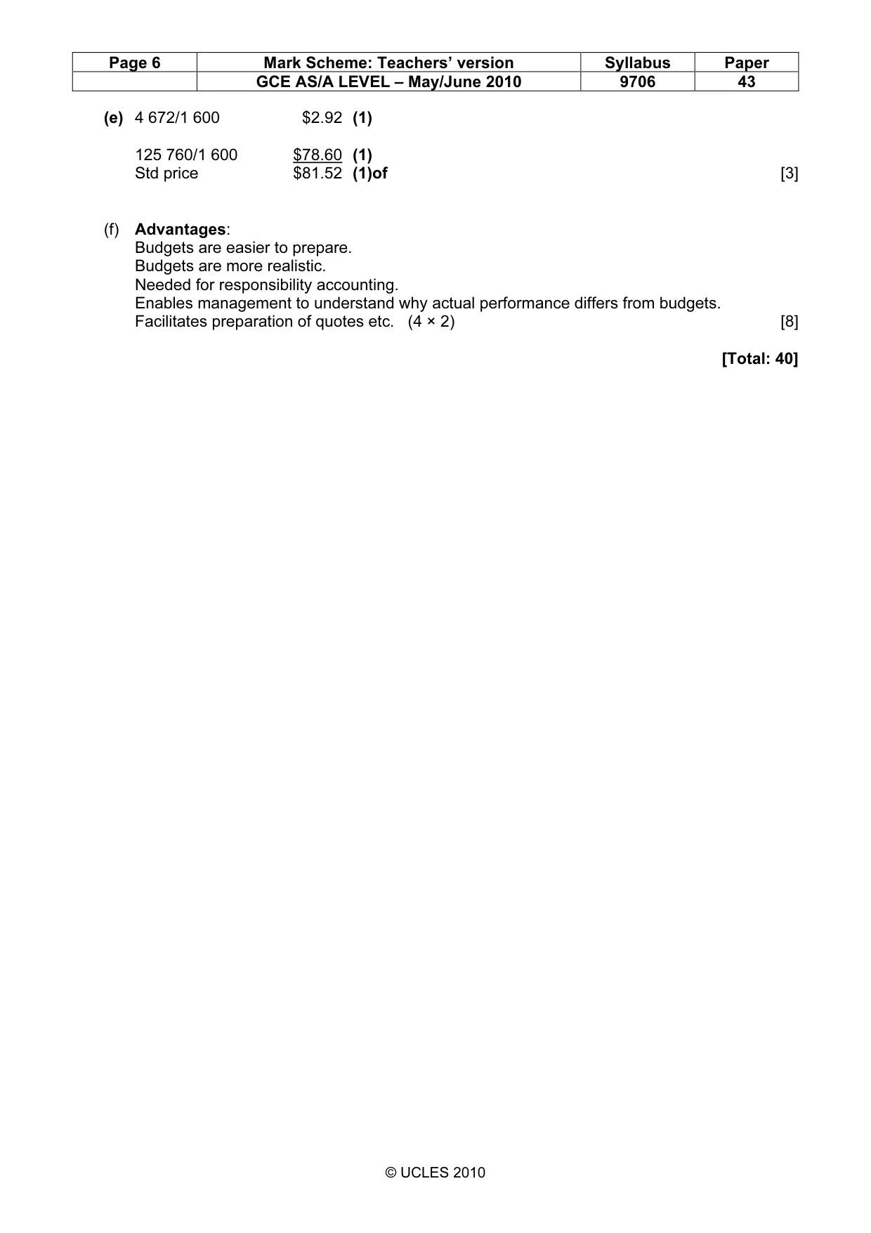 Mark scheme, page 6 of 6