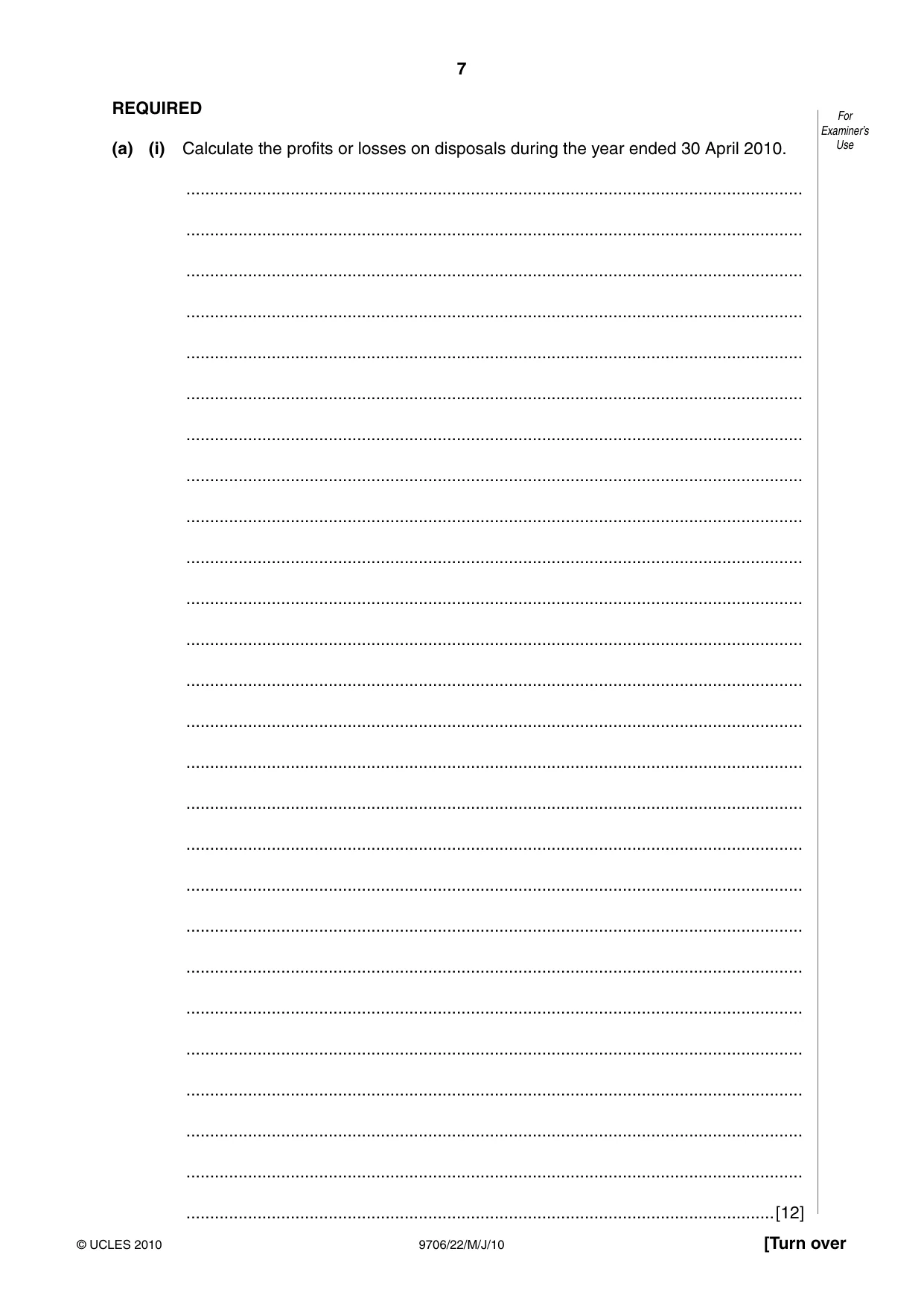 Cambridge A Level Accounting 9706 2010 May/June Paper 2 · Variant 2 question paper, page 7 of 12