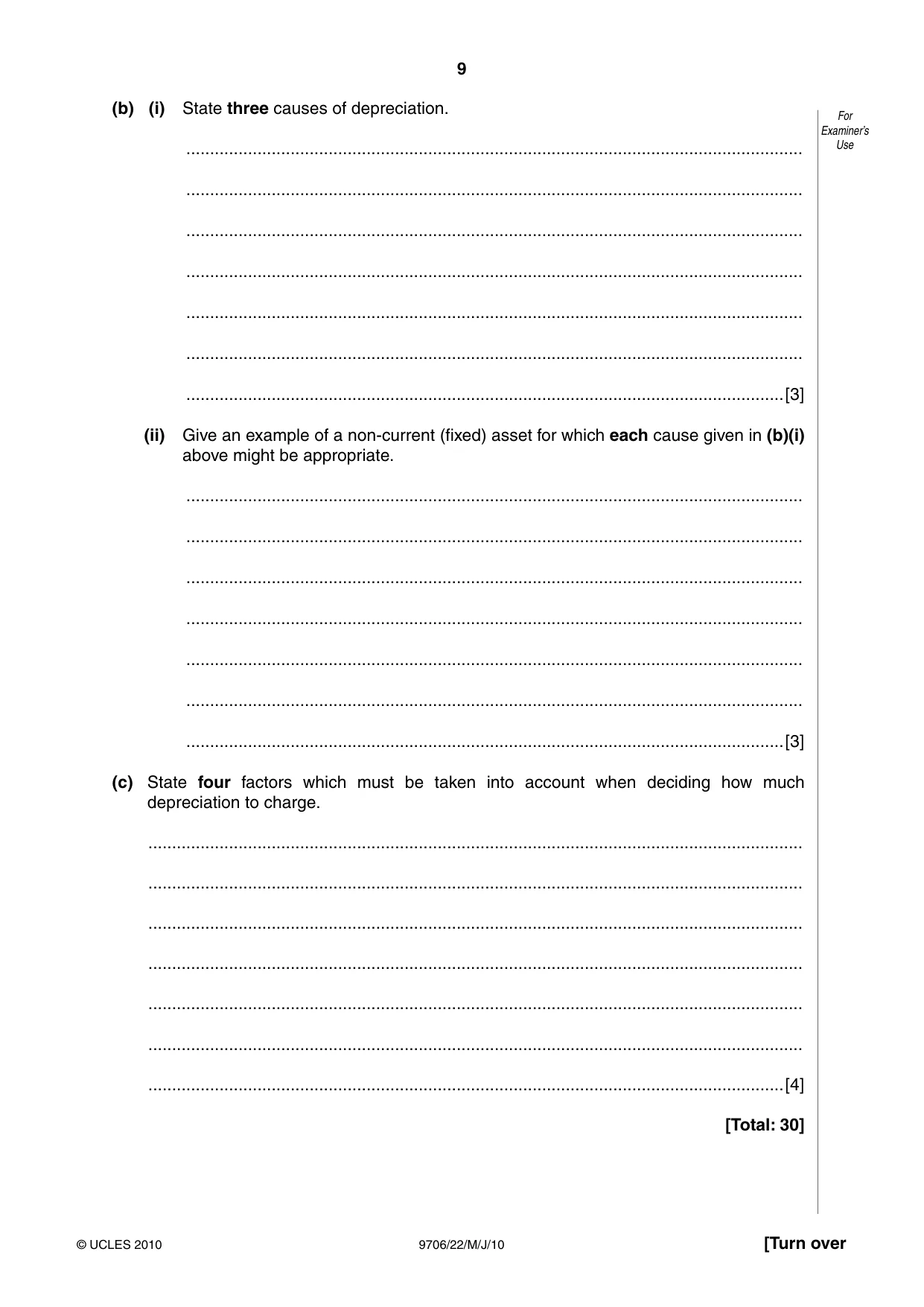 Cambridge A Level Accounting 9706 2010 May/June Paper 2 · Variant 2 question paper, page 9 of 12