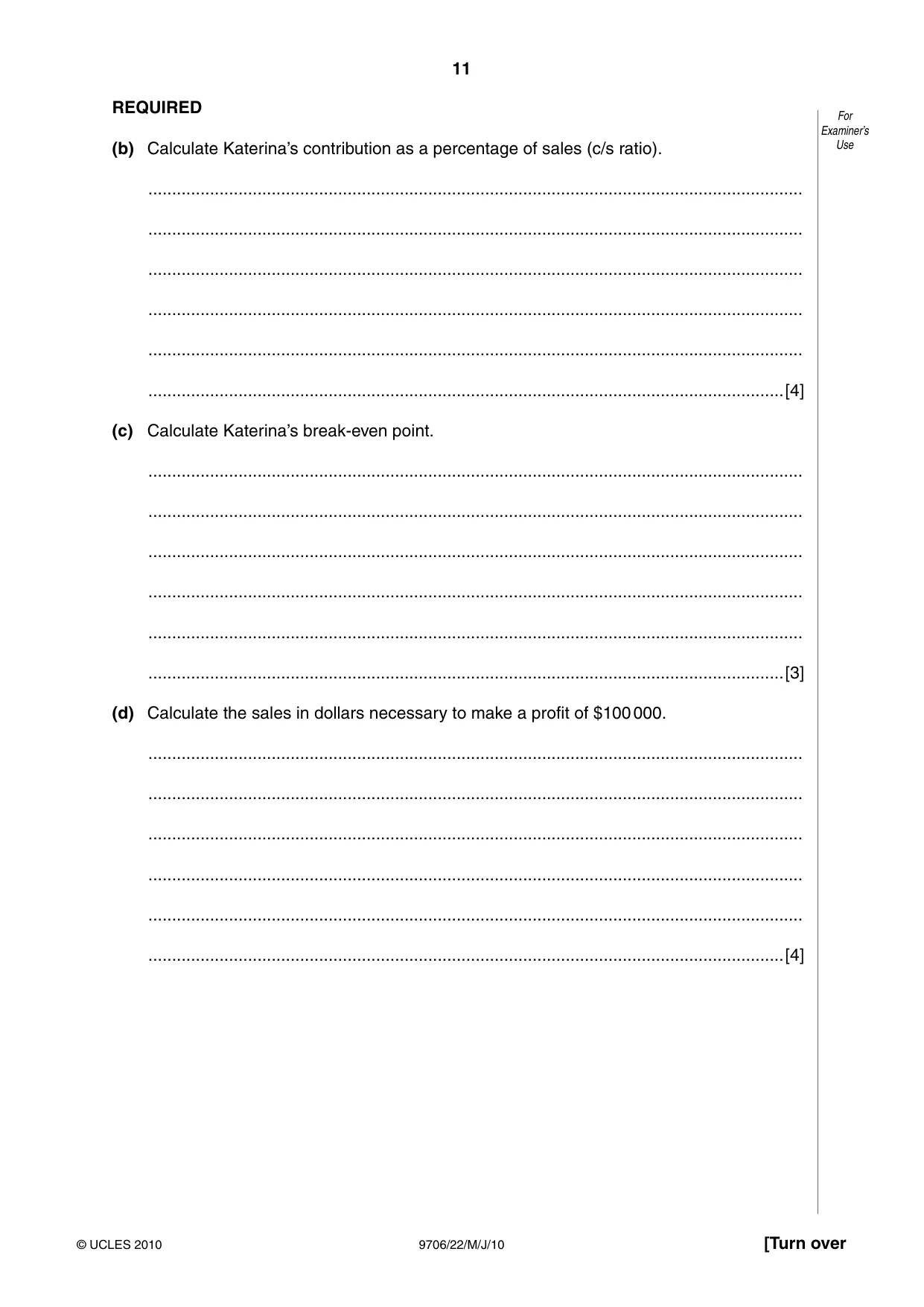 Cambridge A Level Accounting 9706 2010 May/June Paper 2 · Variant 2 question paper, page 11 of 12