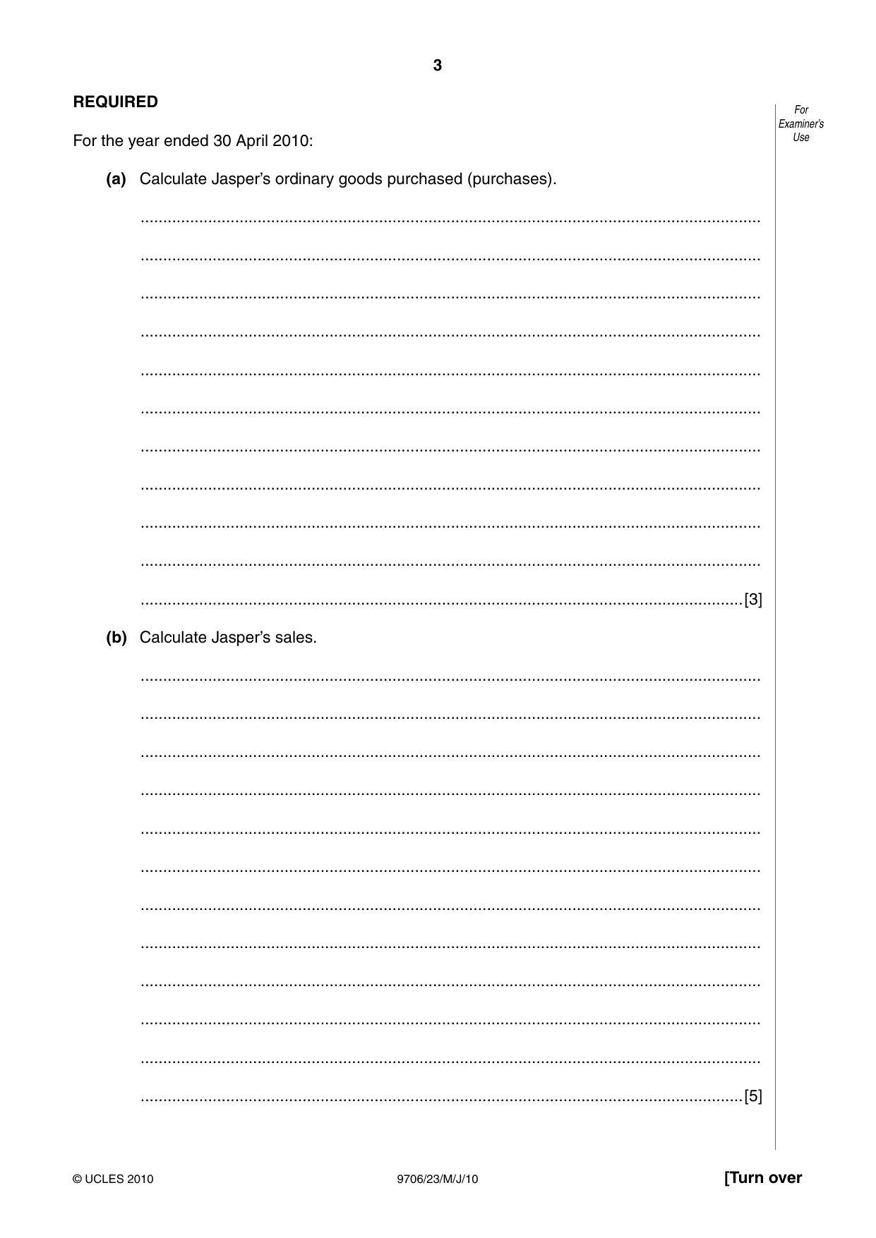 Cambridge A Level Accounting 9706 2010 May/June Paper 2 · Variant 3 question paper, page 3 of 12