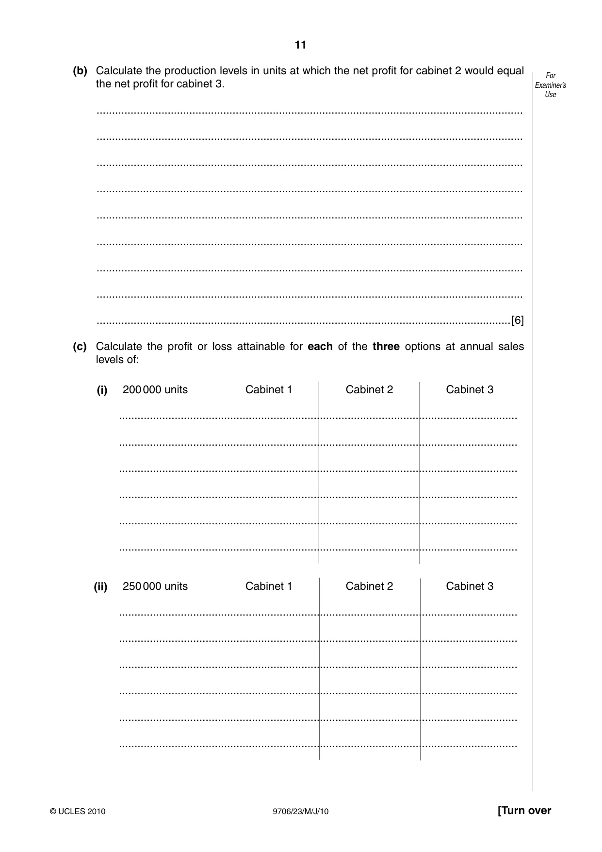 Cambridge A Level Accounting 9706 2010 May/June Paper 2 · Variant 3 question paper, page 11 of 12