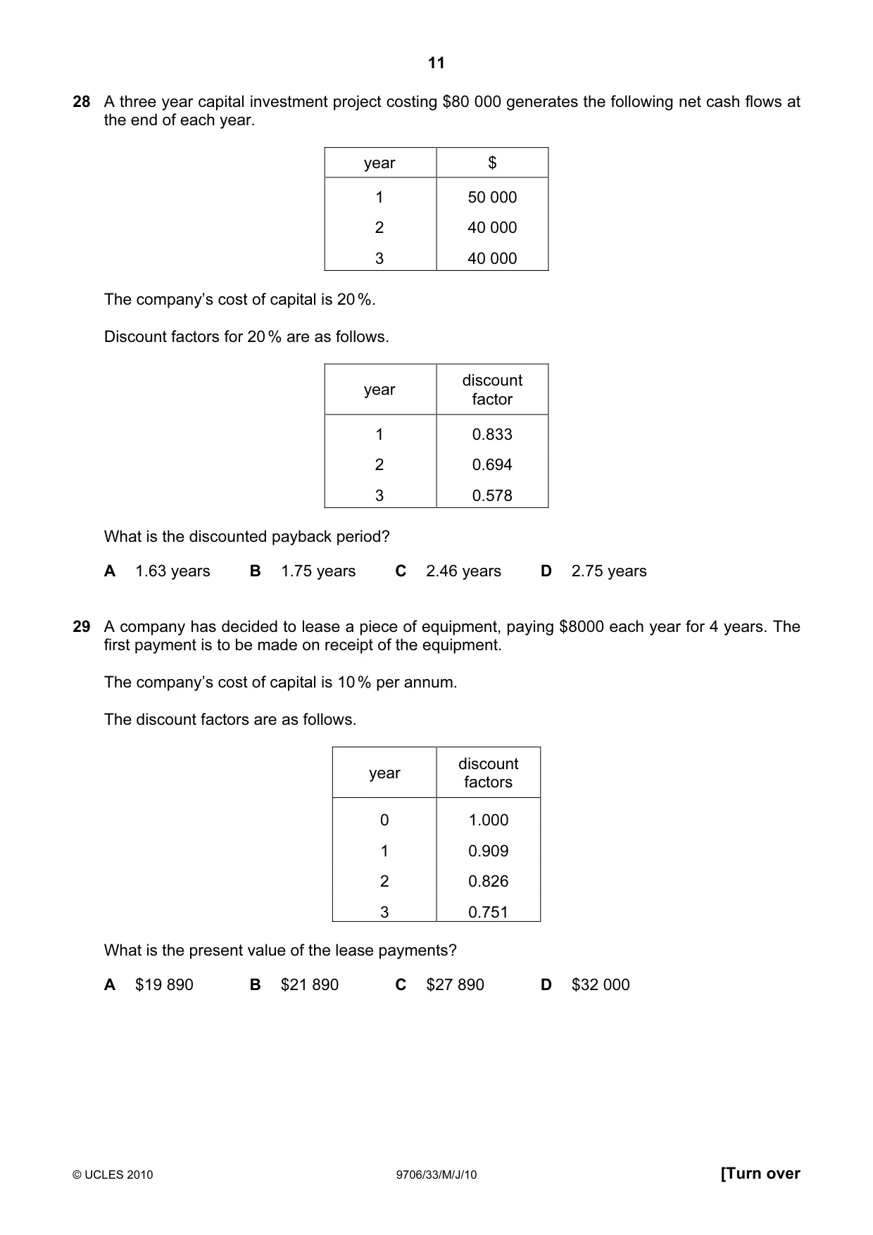 Cambridge A Level Accounting 9706 2010 May/June Paper 3 · Variant 3 question paper, page 11 of 12