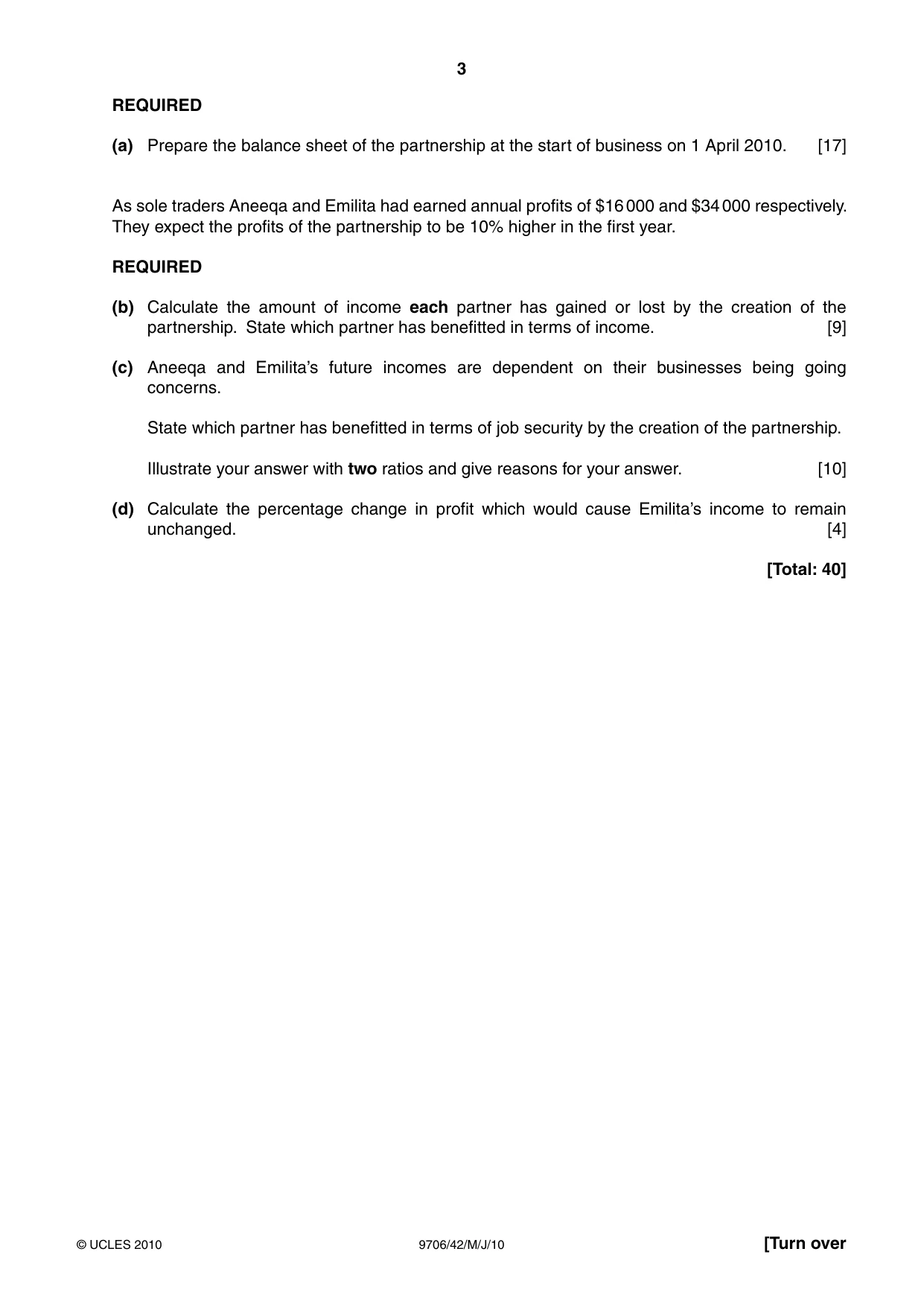 Cambridge A Level Accounting 9706 2010 May/June Paper 4 · Variant 2 question paper, page 3 of 8