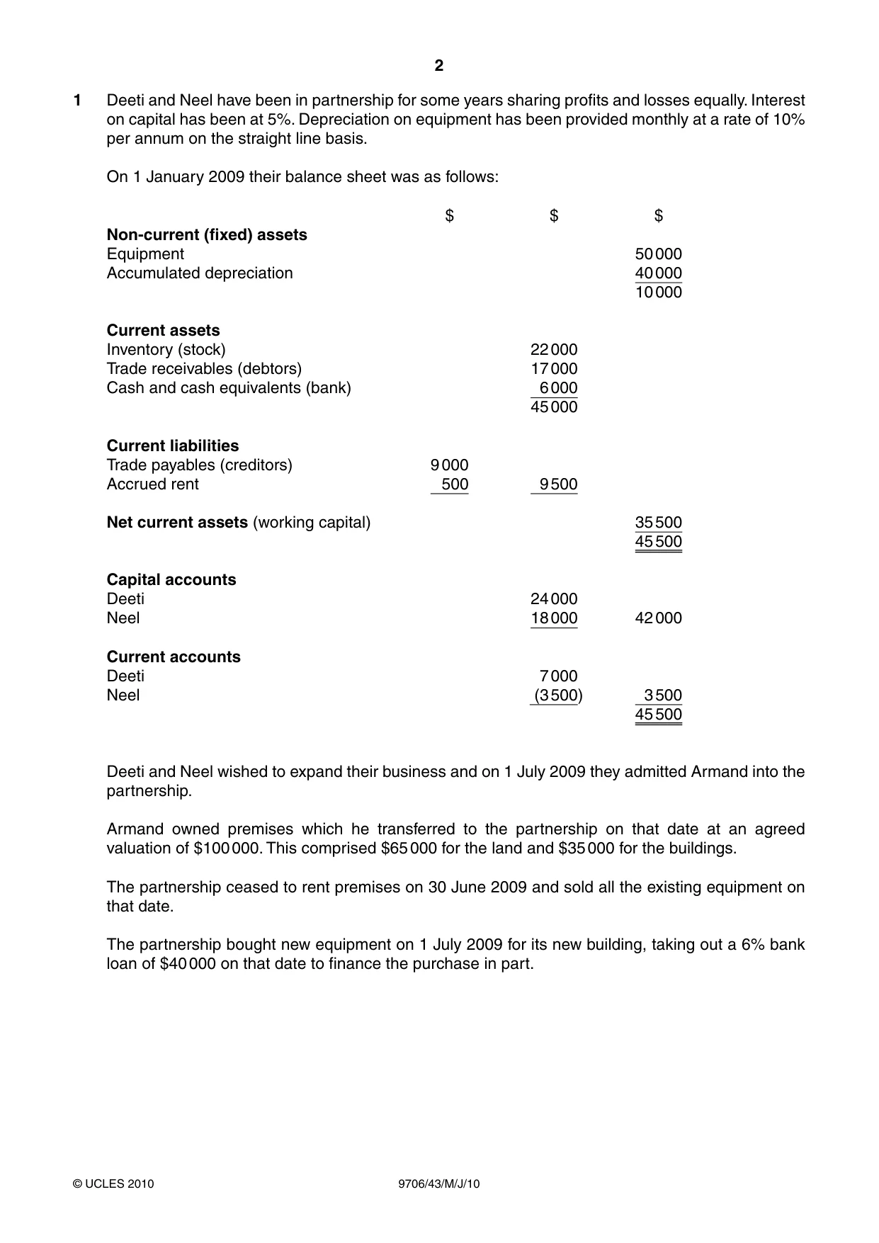 Cambridge A Level Accounting 9706 2010 May/June Paper 4 · Variant 3 question paper, page 2 of 8