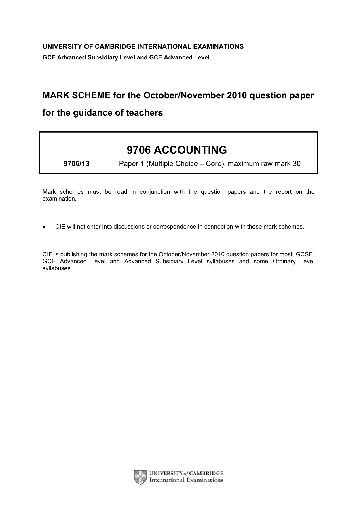 Mark scheme, page 1 of 2