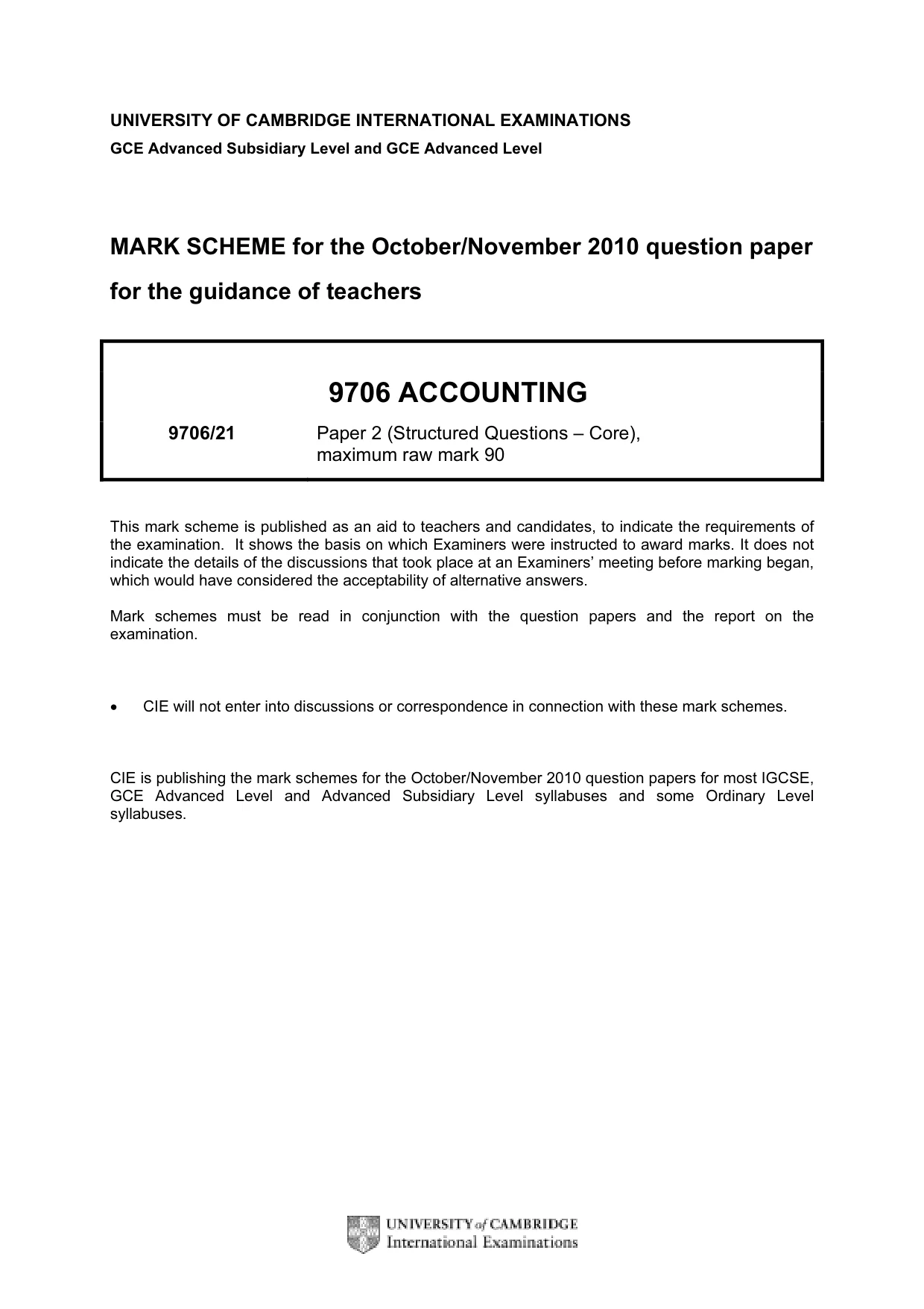 Mark scheme, page 1 of 6