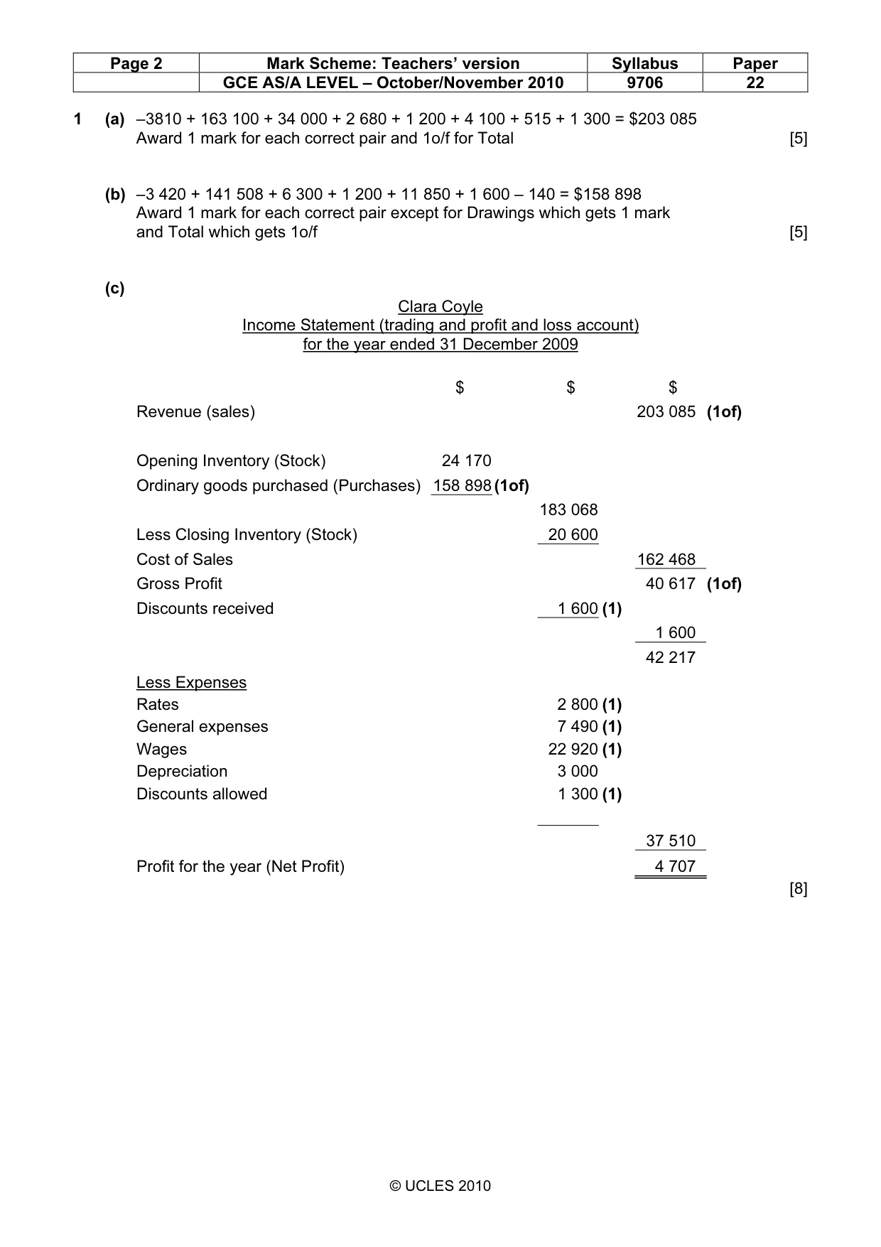 Mark scheme, page 2 of 6
