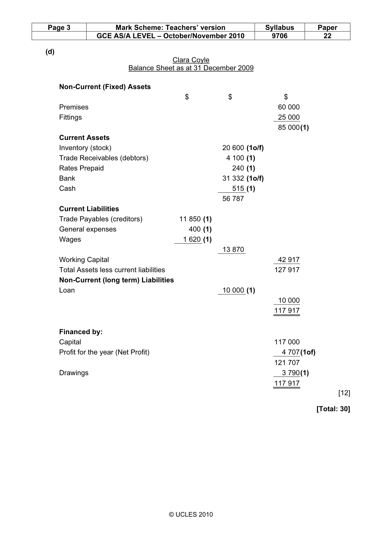 Mark scheme, page 3 of 6