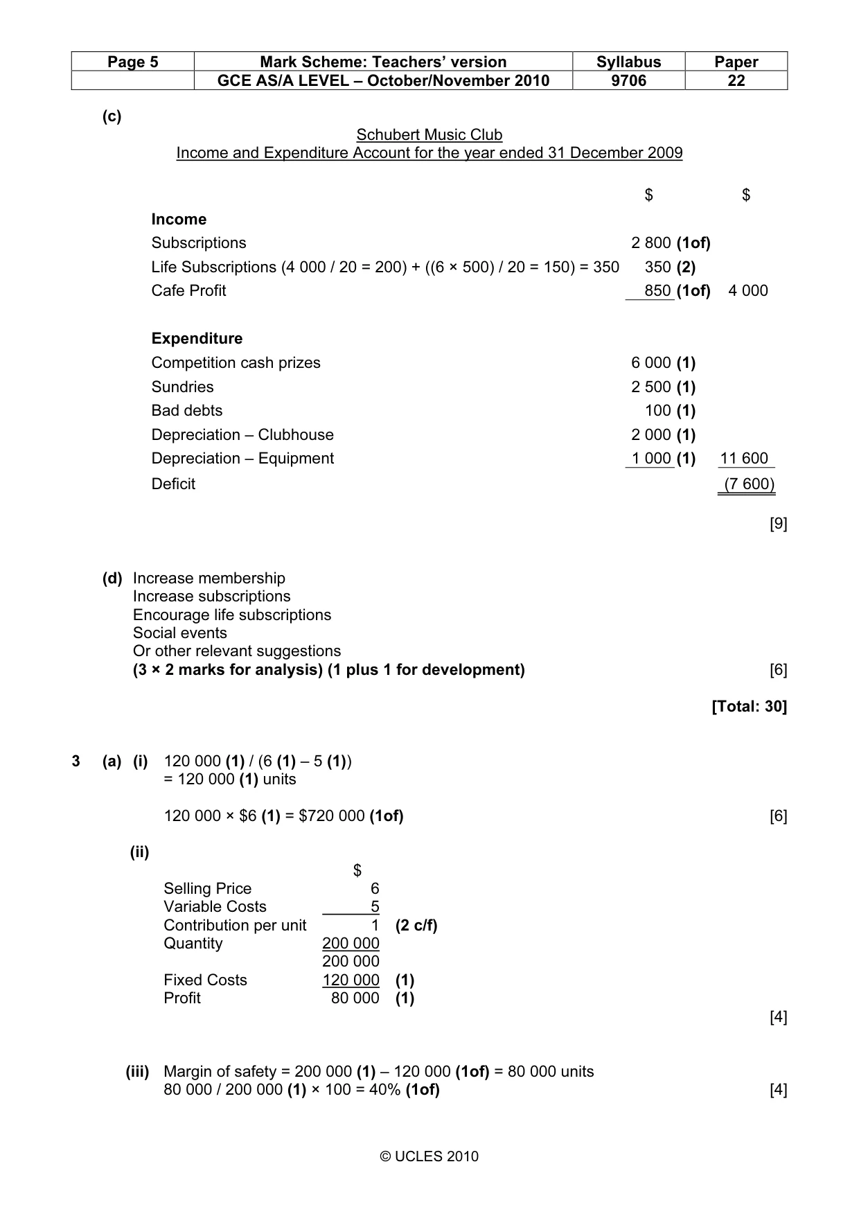 Mark scheme, page 5 of 6