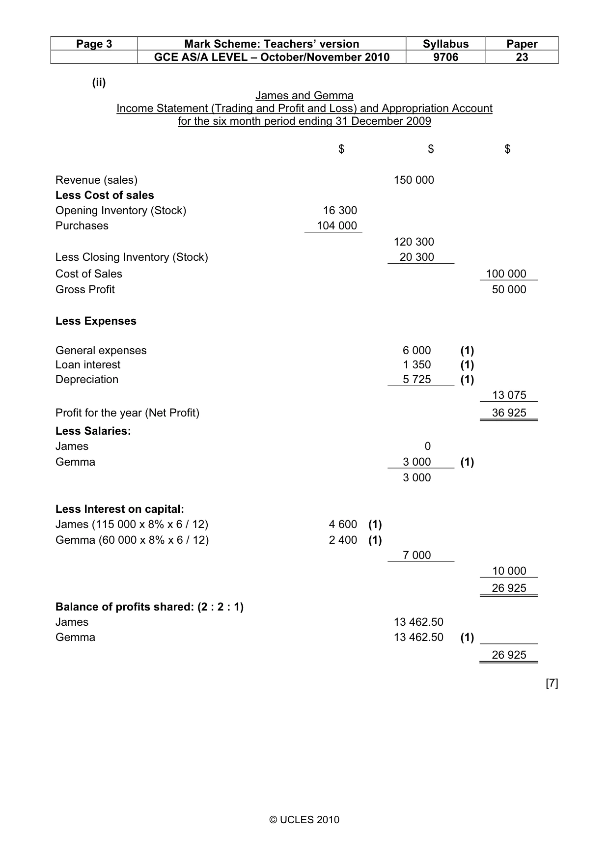 Mark scheme, page 3 of 7