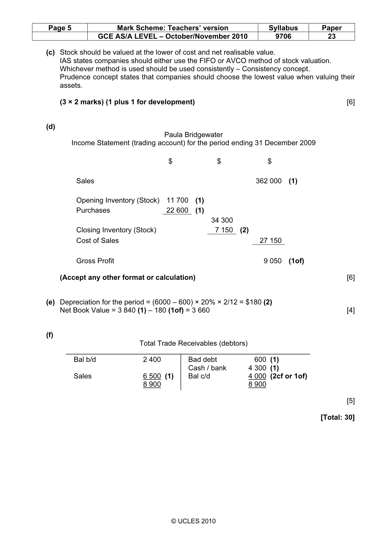 Mark scheme, page 5 of 7