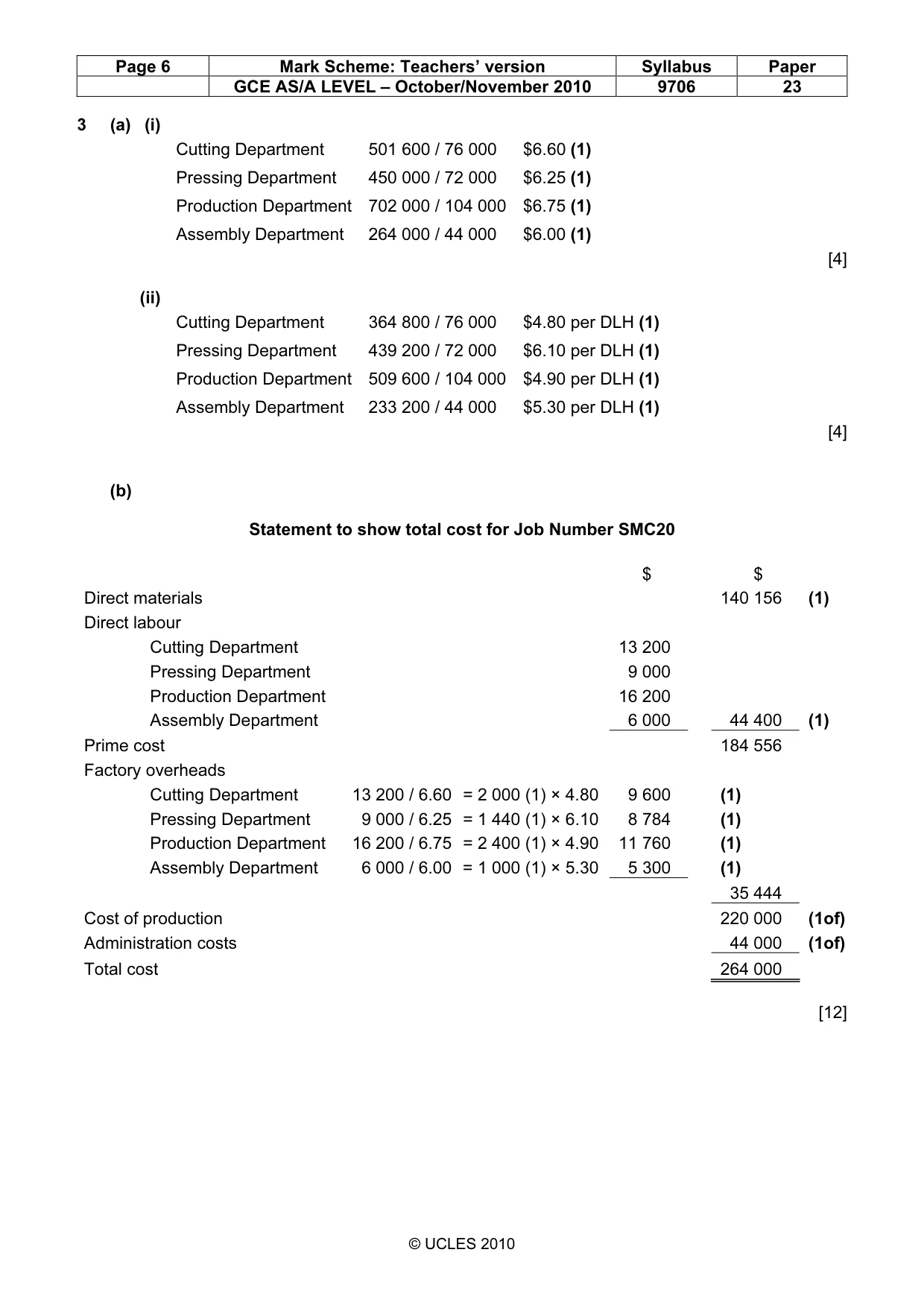 Mark scheme, page 6 of 7