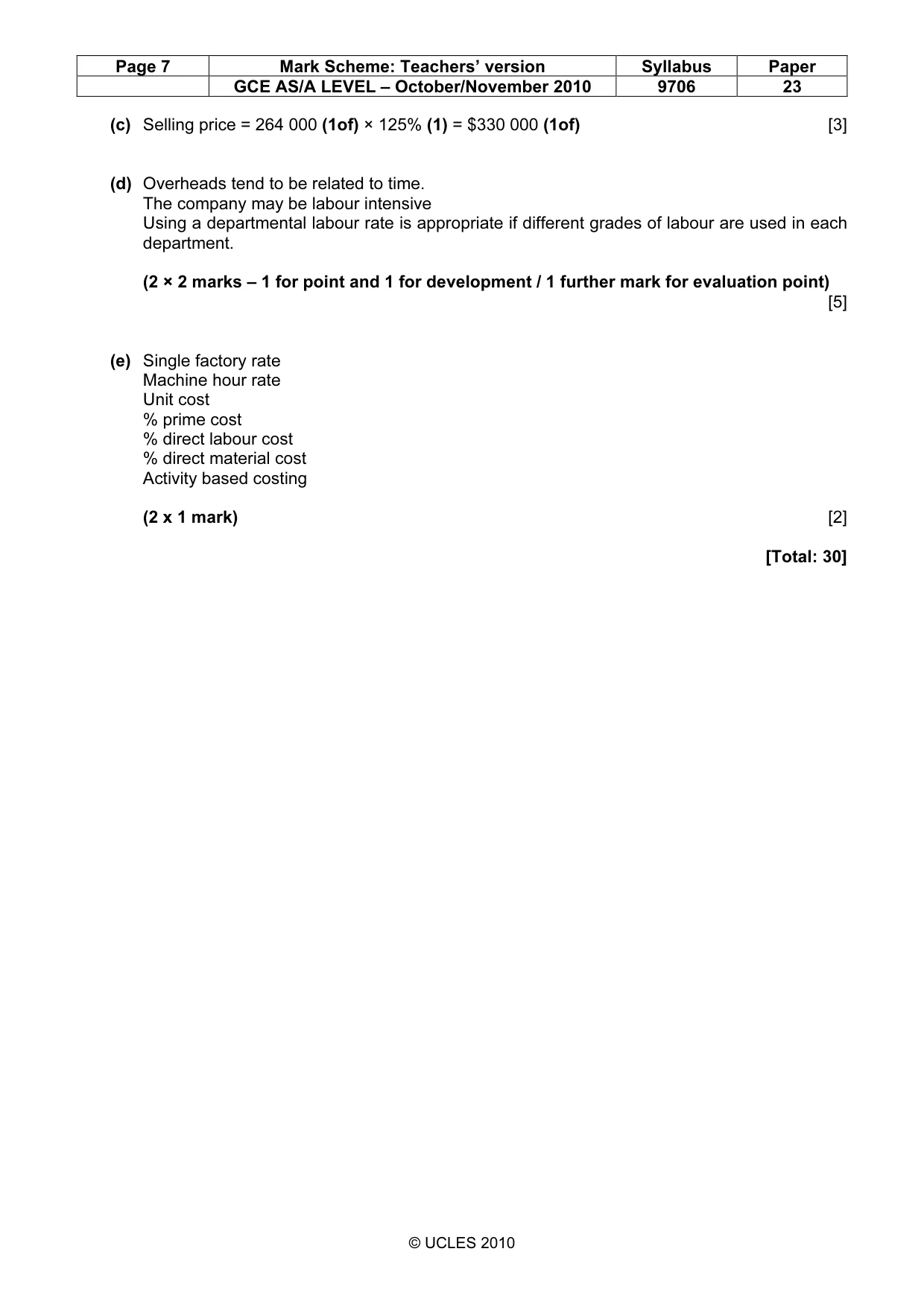 Mark scheme, page 7 of 7