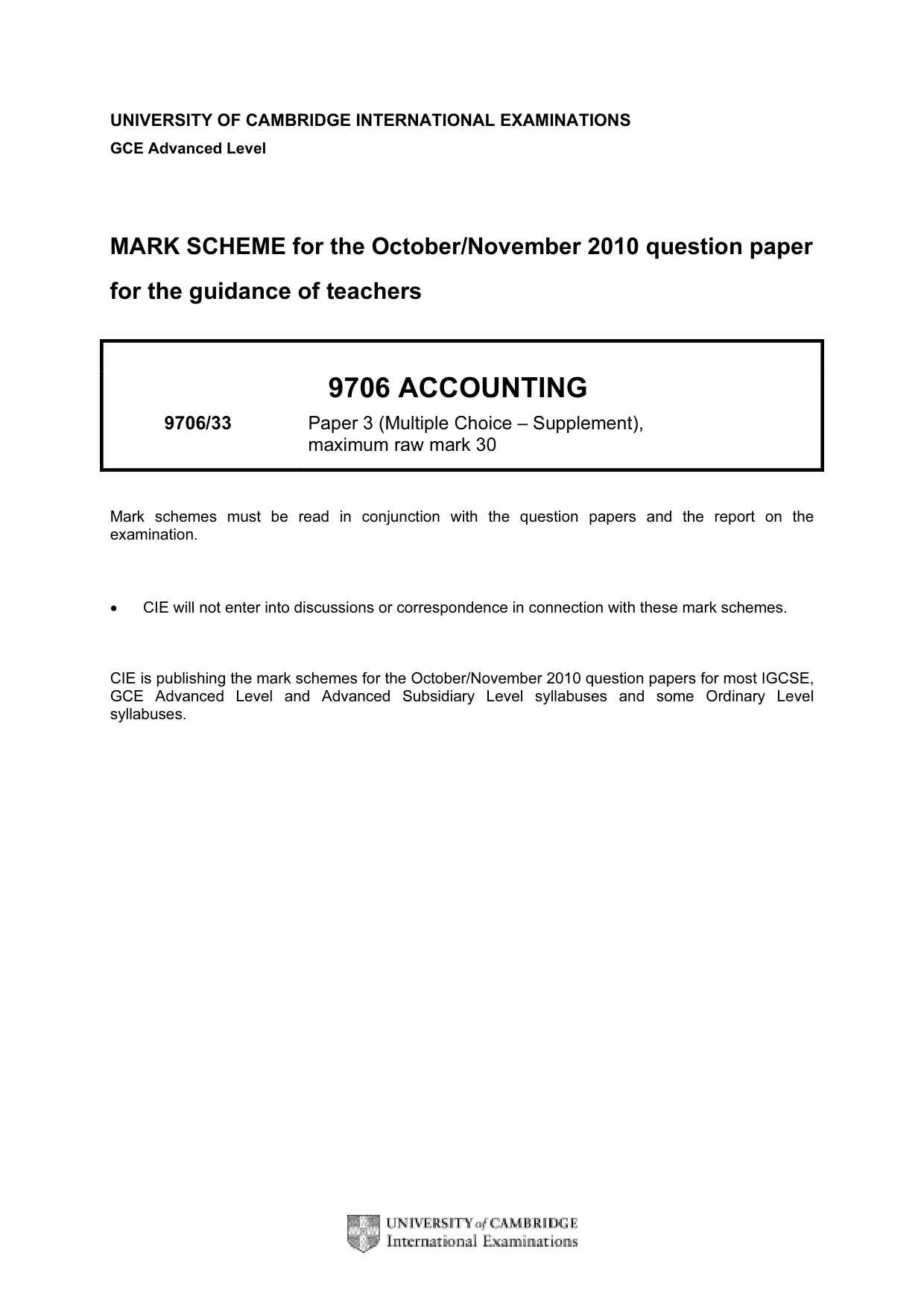 Mark scheme, page 1 of 2