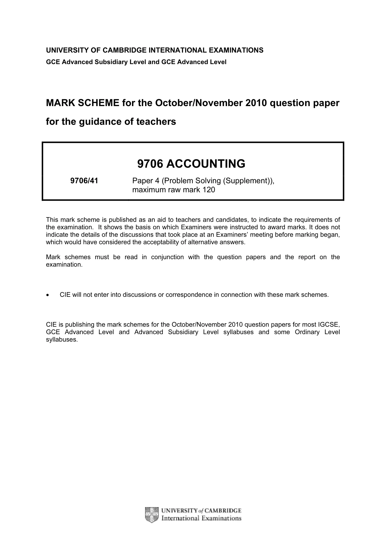 Mark scheme, page 1 of 5