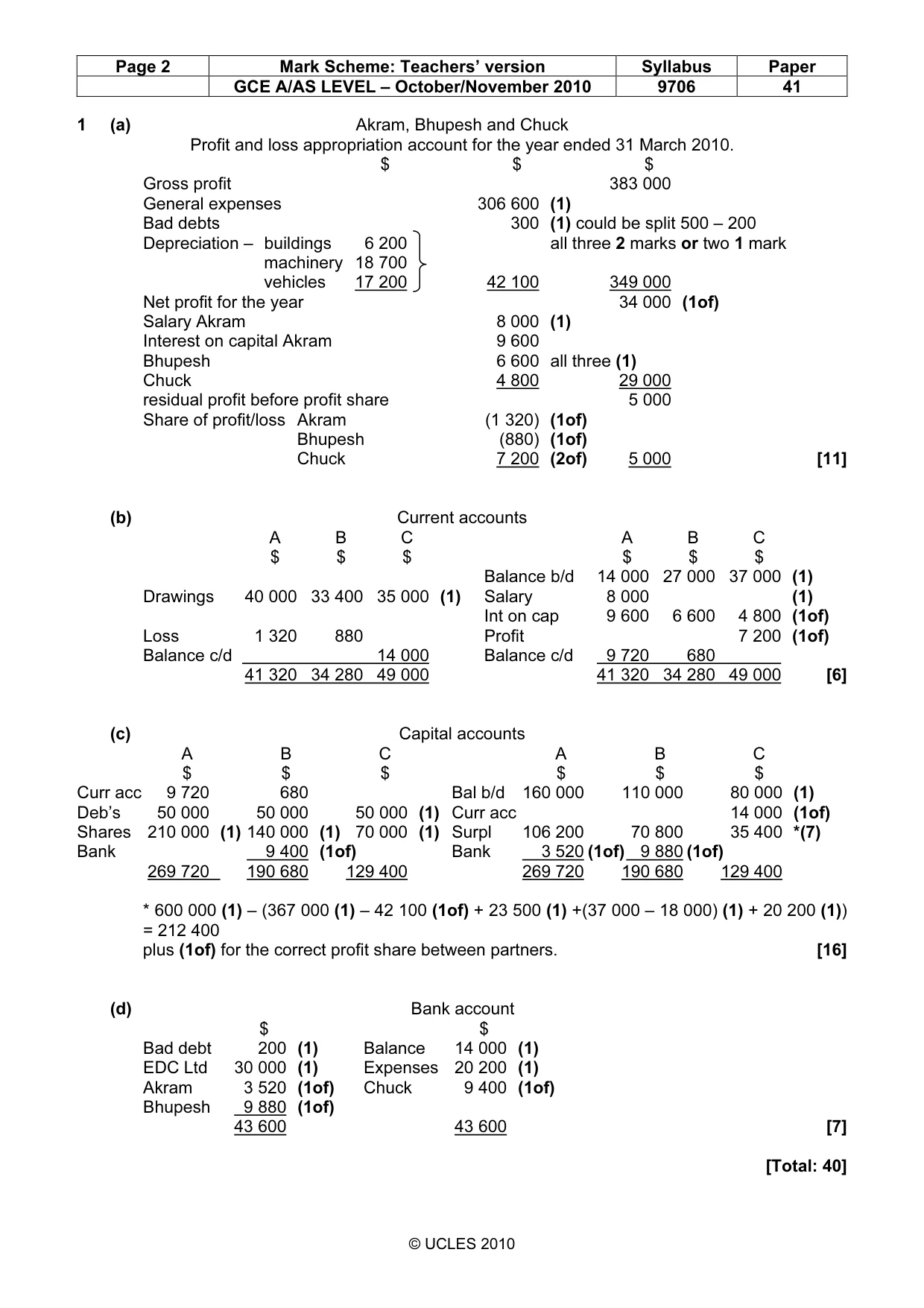 Mark scheme, page 2 of 5