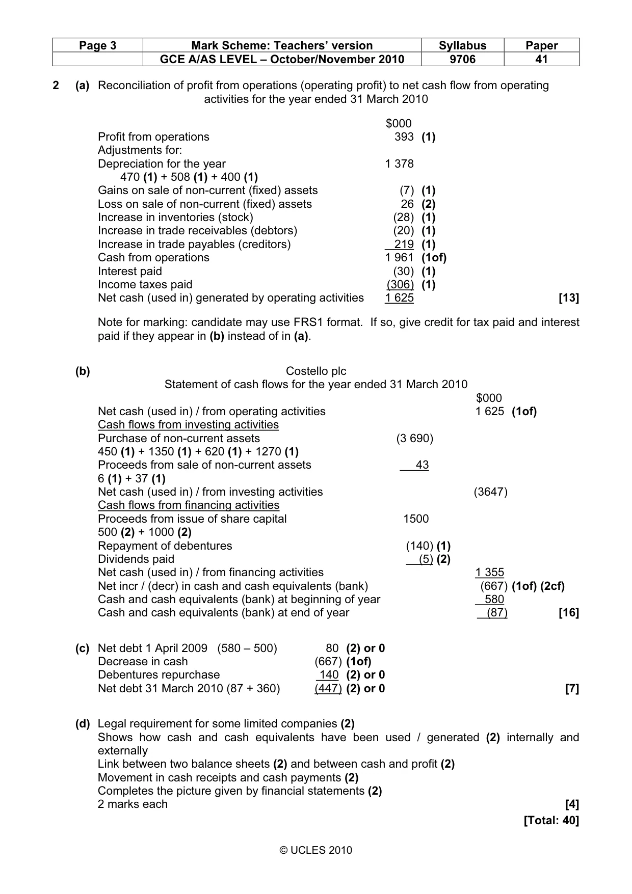 Mark scheme, page 3 of 5