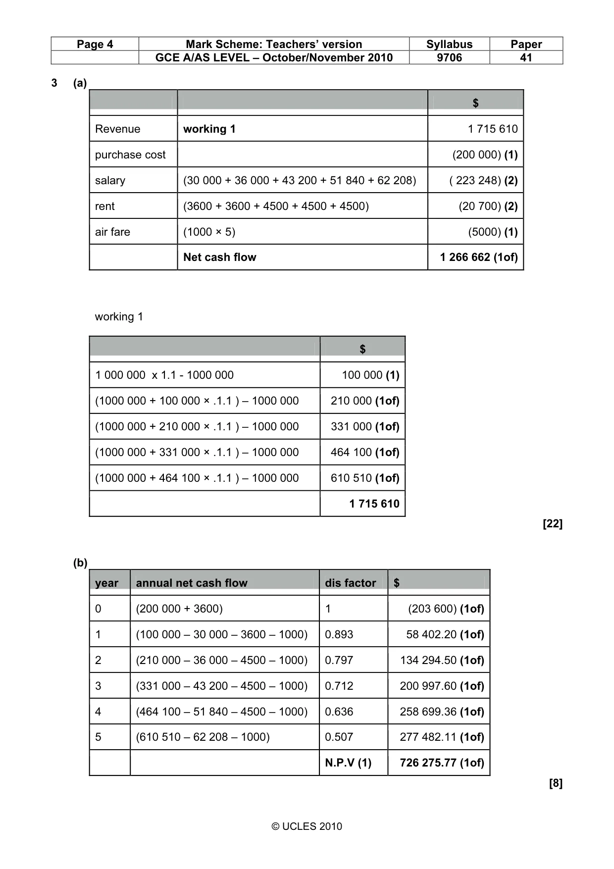 Mark scheme, page 4 of 5