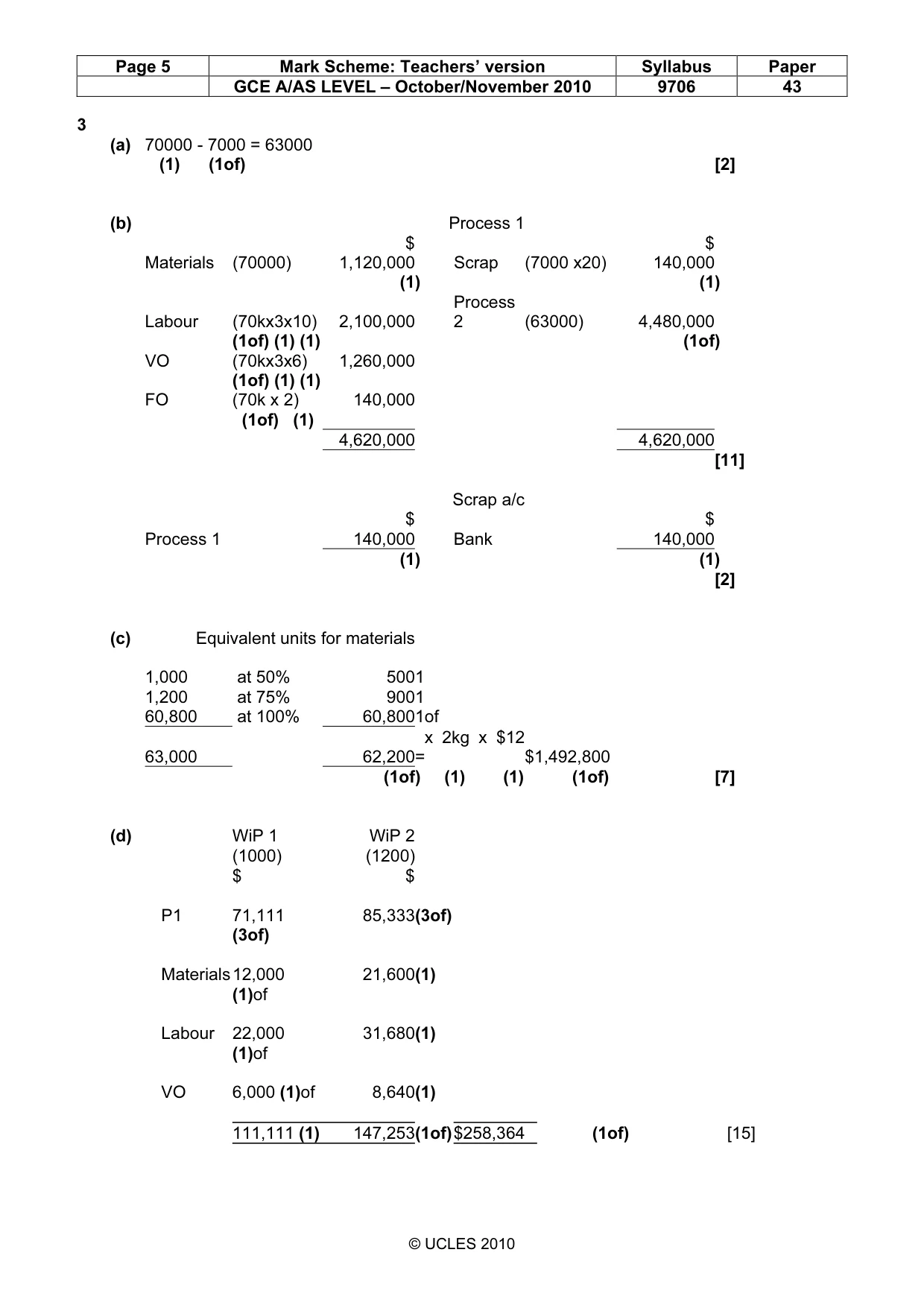 Mark scheme, page 5 of 6