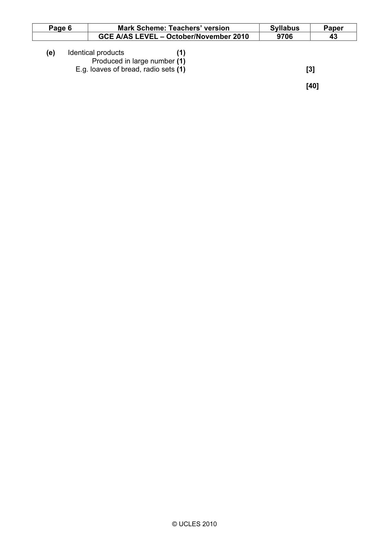Mark scheme, page 6 of 6